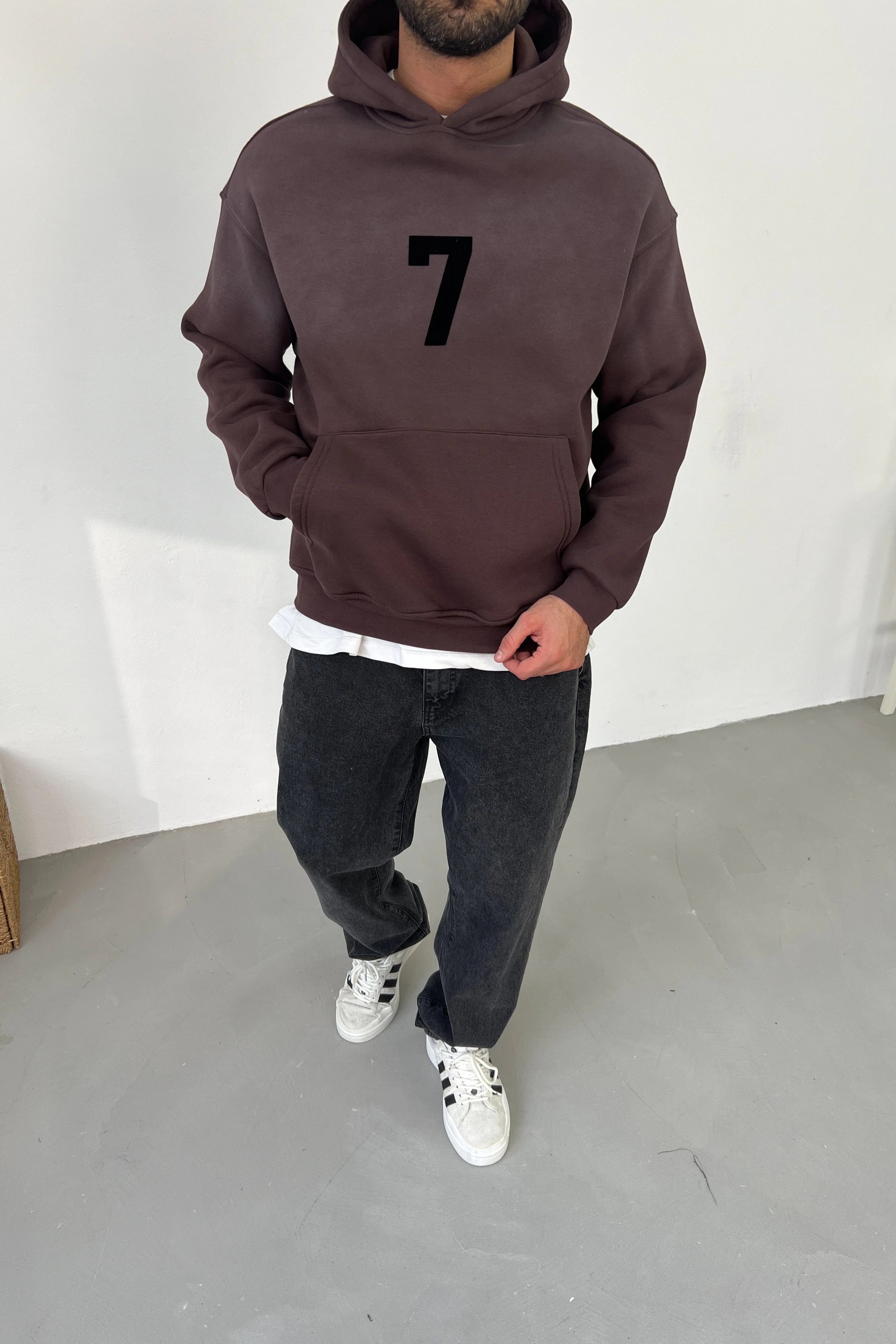 7 Baskılı Yıkamalı Oversize Sweatshirt 71-84