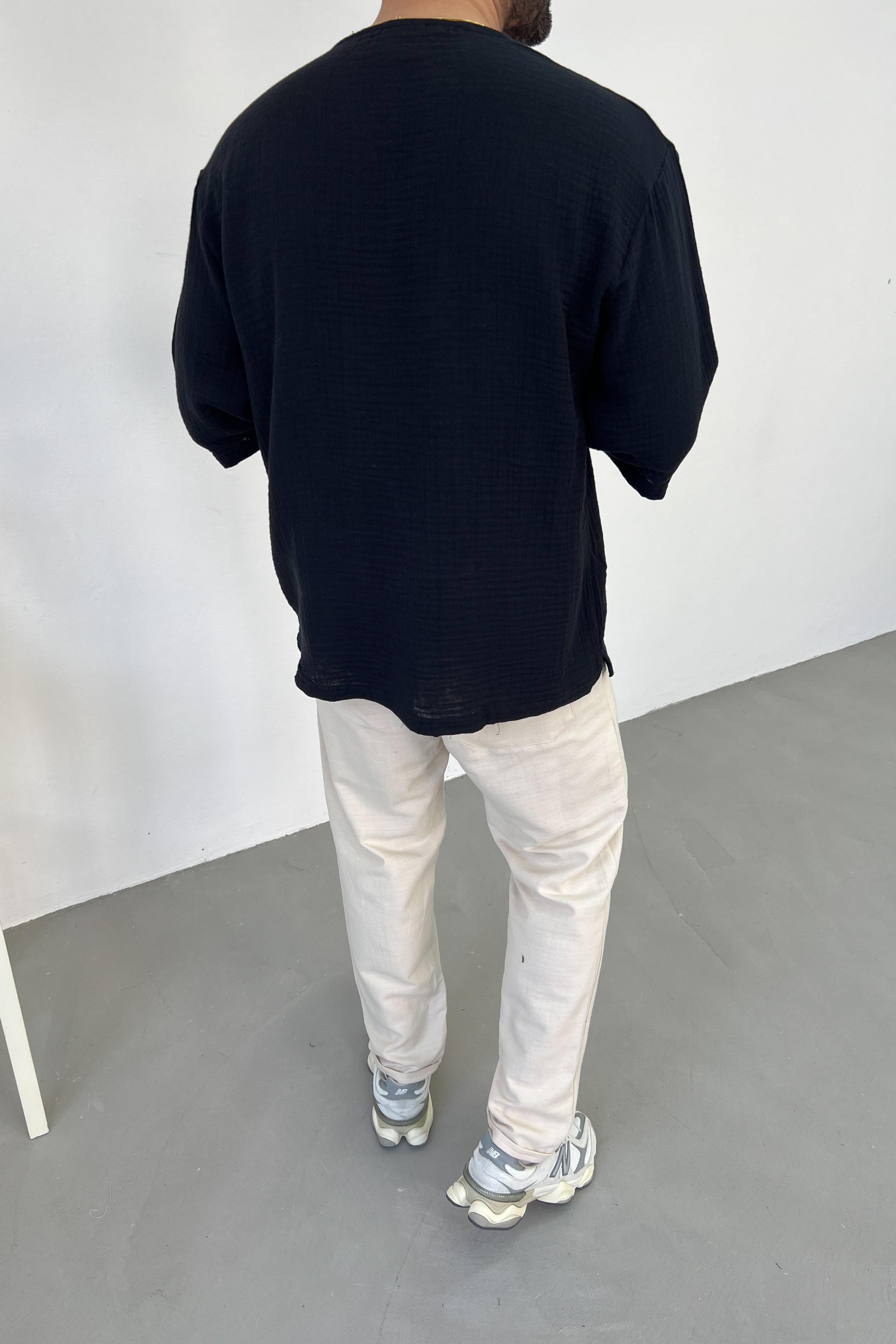 Müslin Kumaş Fakir Kol Oversize Tshirt 1080