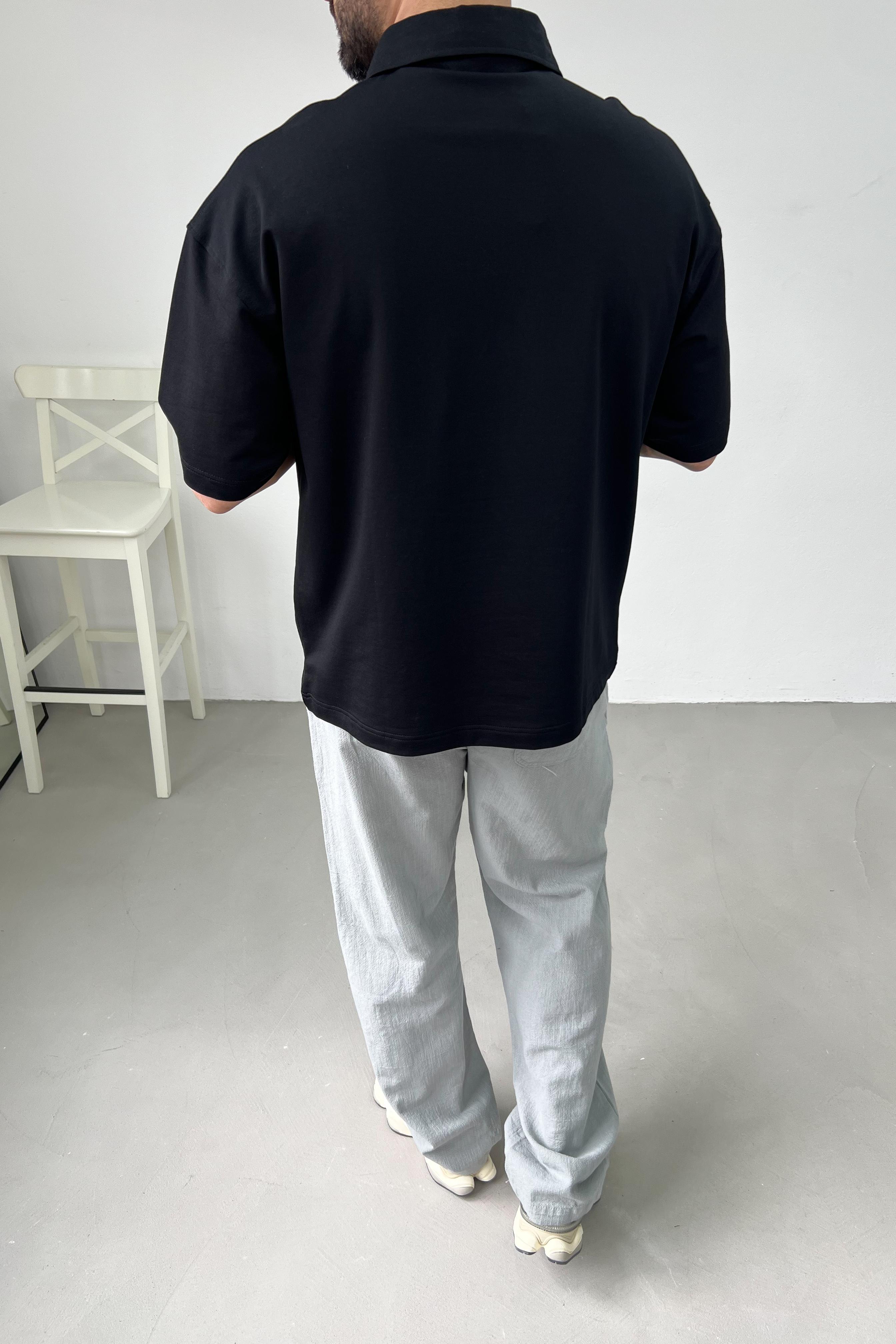 Göğüs Yazı Detaylı Polo Yaka Oversize Tshirt E71-25