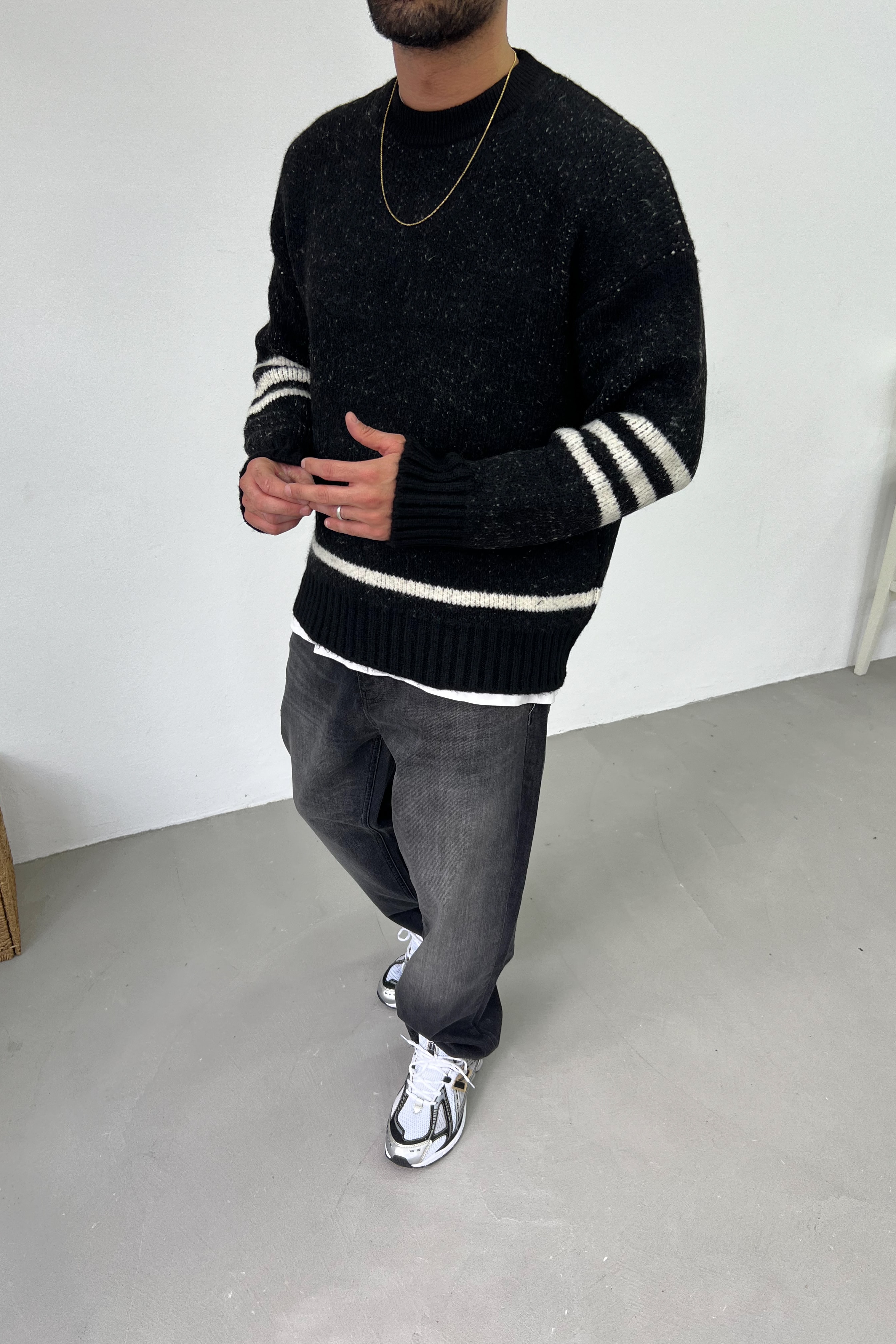 Game Over Baskılı Oversize Kazak 3316