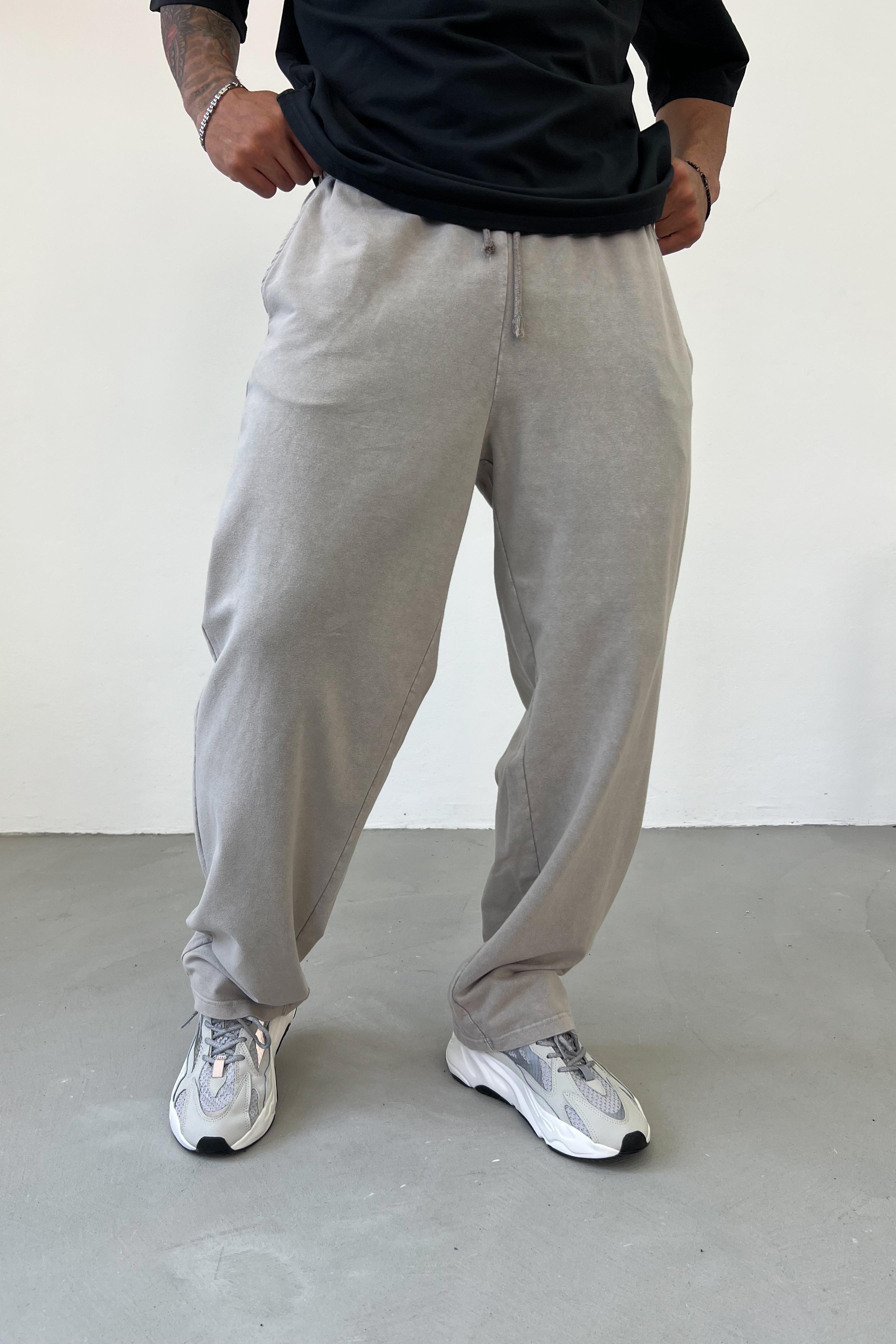 Yıkamalı Basic Baggy Eşofman 5680 - Bej