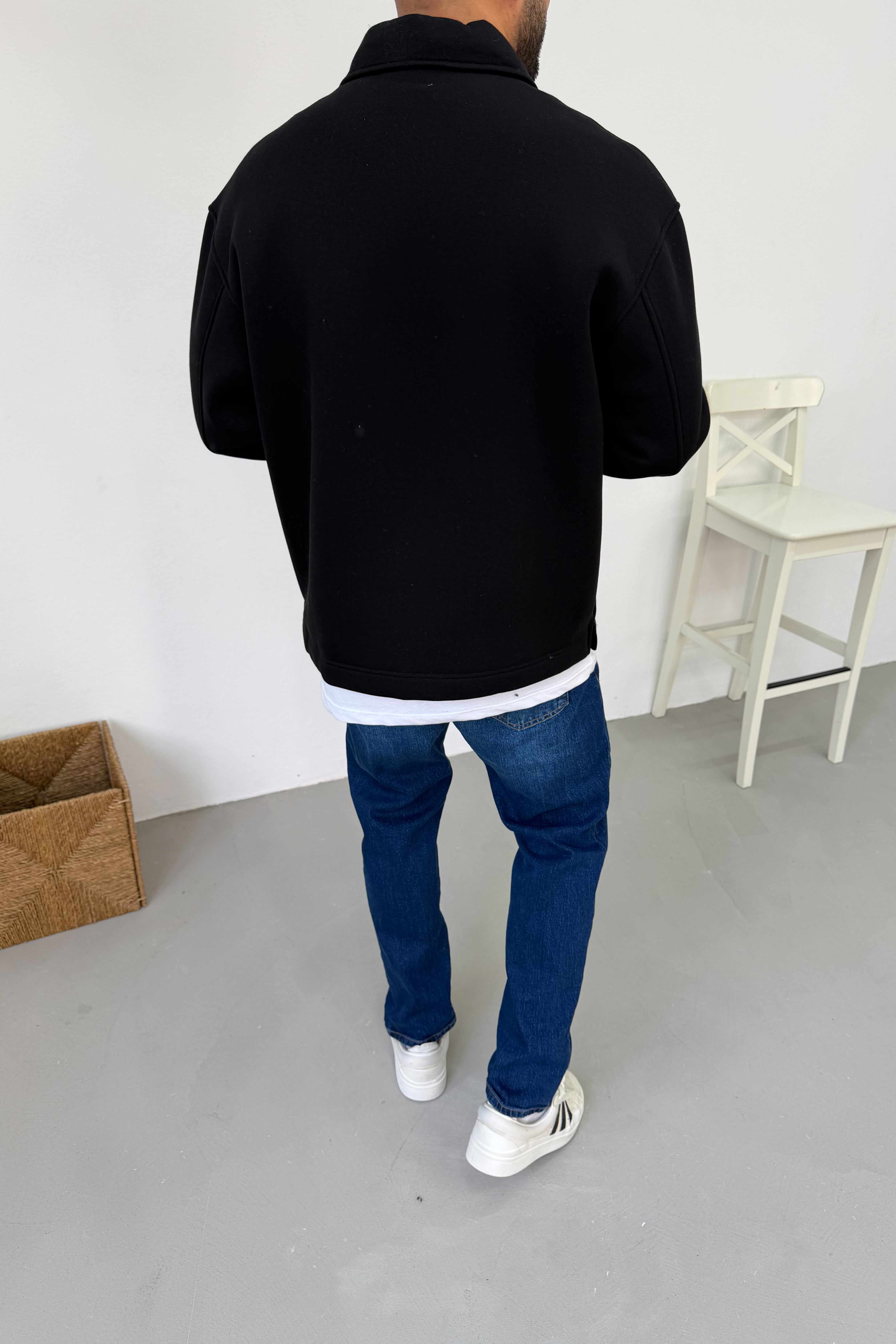 Polo Yaka Basic Oversize Sweatshirt 7081