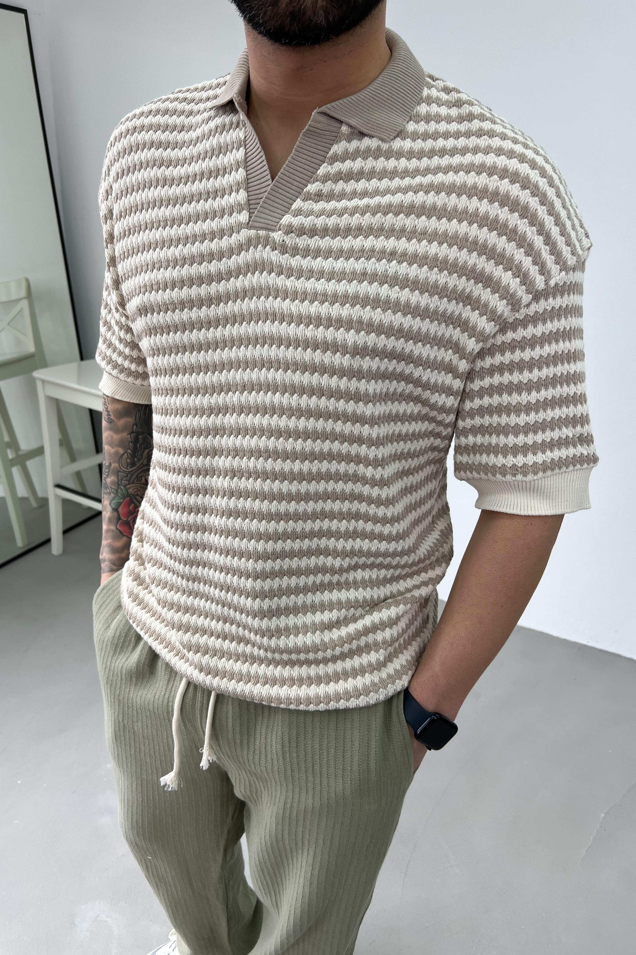 Diagonel Kumaş Polo Yaka Tshirt 24121