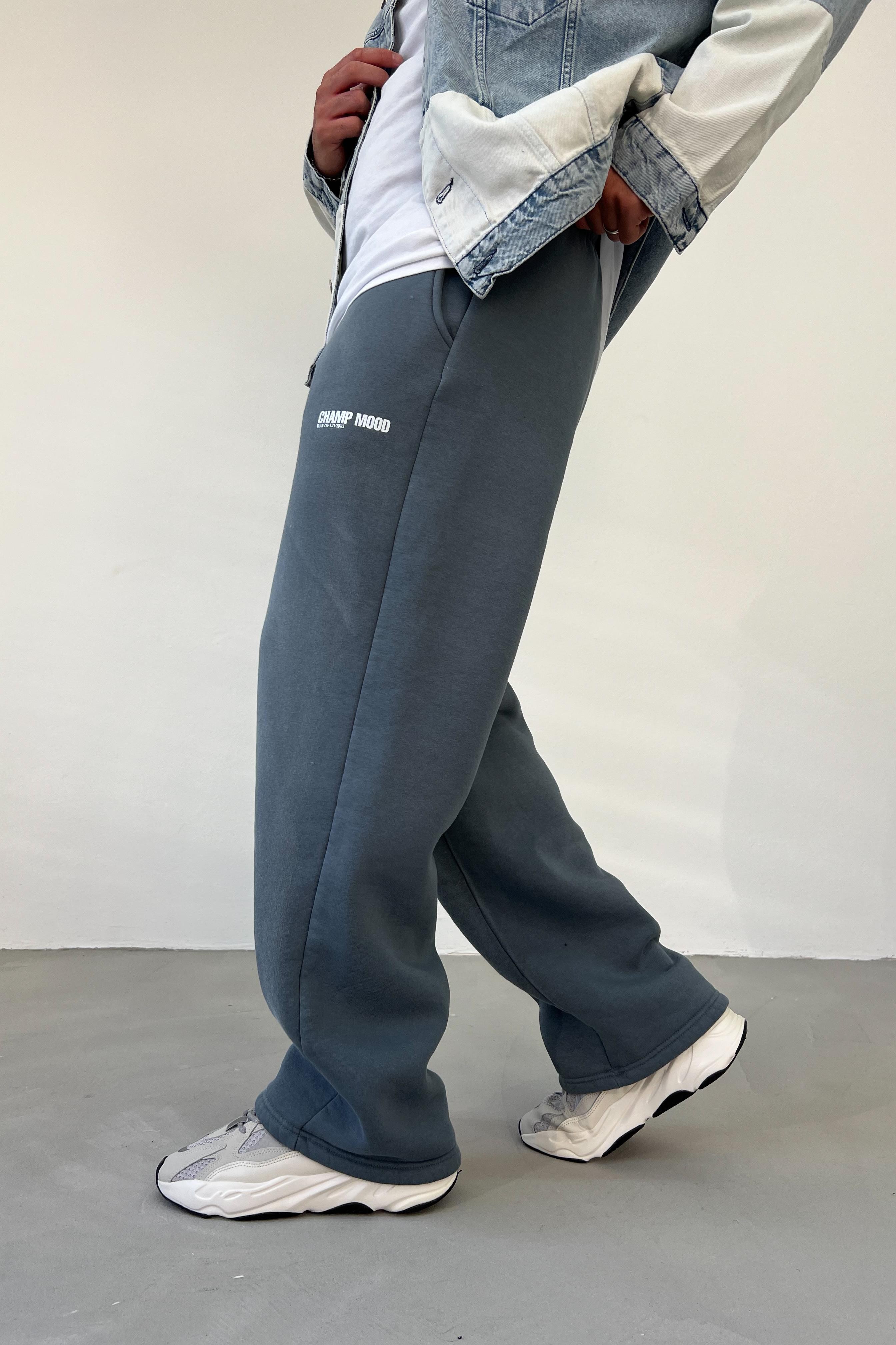 Champ Mood Sprey Boyalı Gri Baggy Eşofman 09