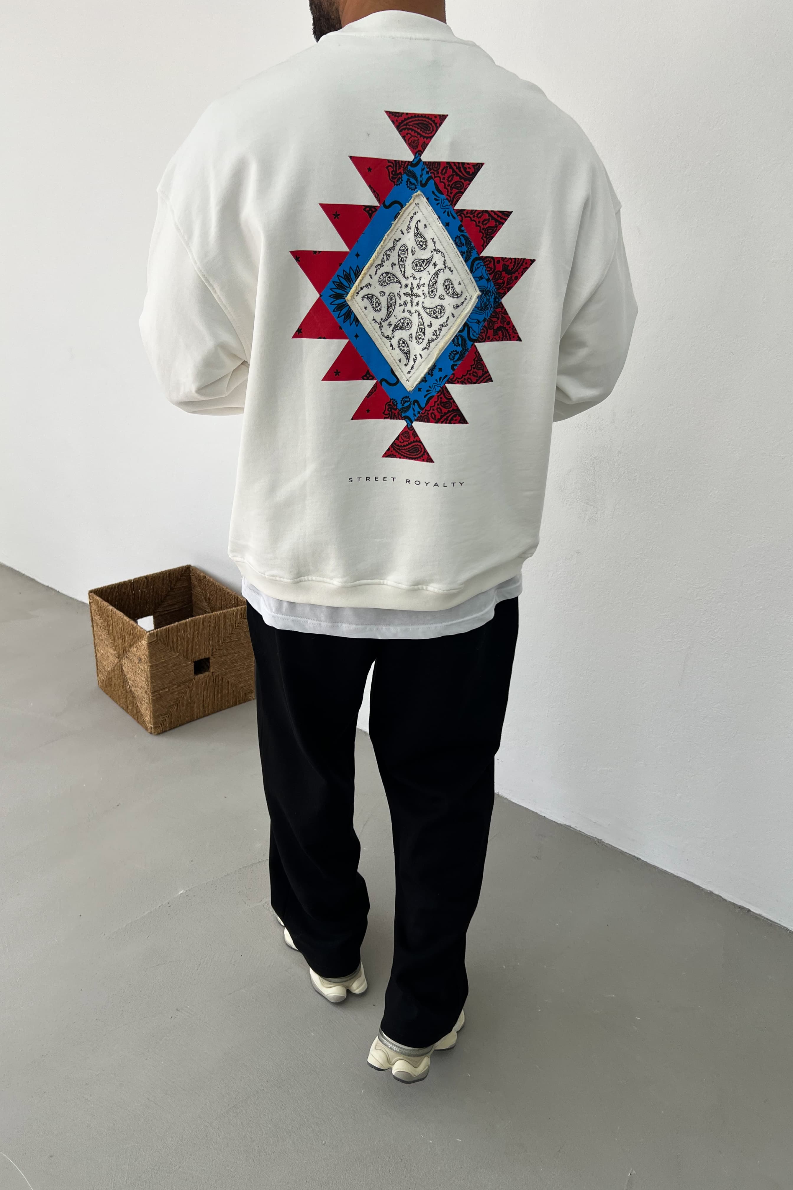 Street Baskılı Oversize Sweatshirt 26K118 - Beyaz