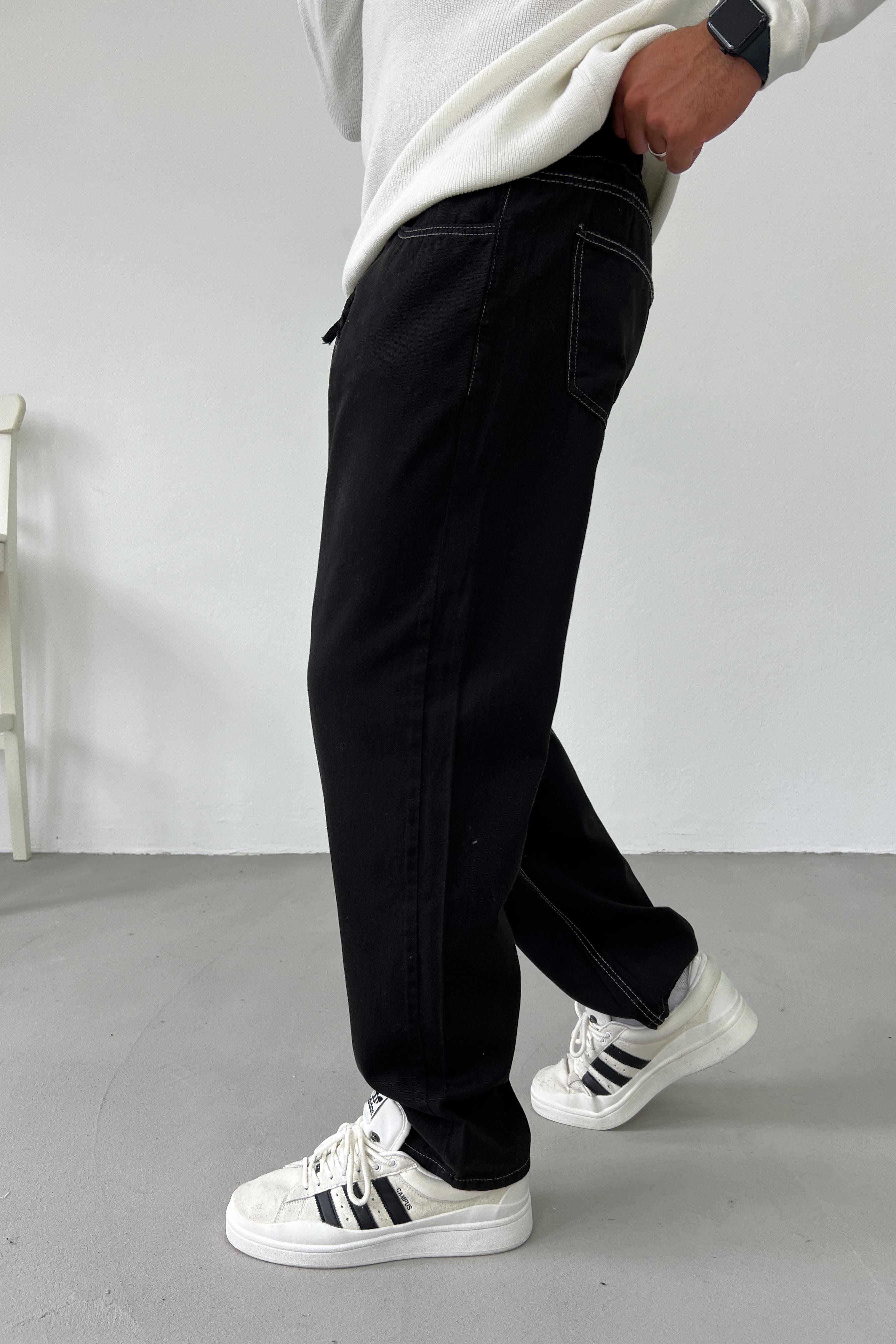 Beli Lastikli Siyah Gabardin Pantolon 2694