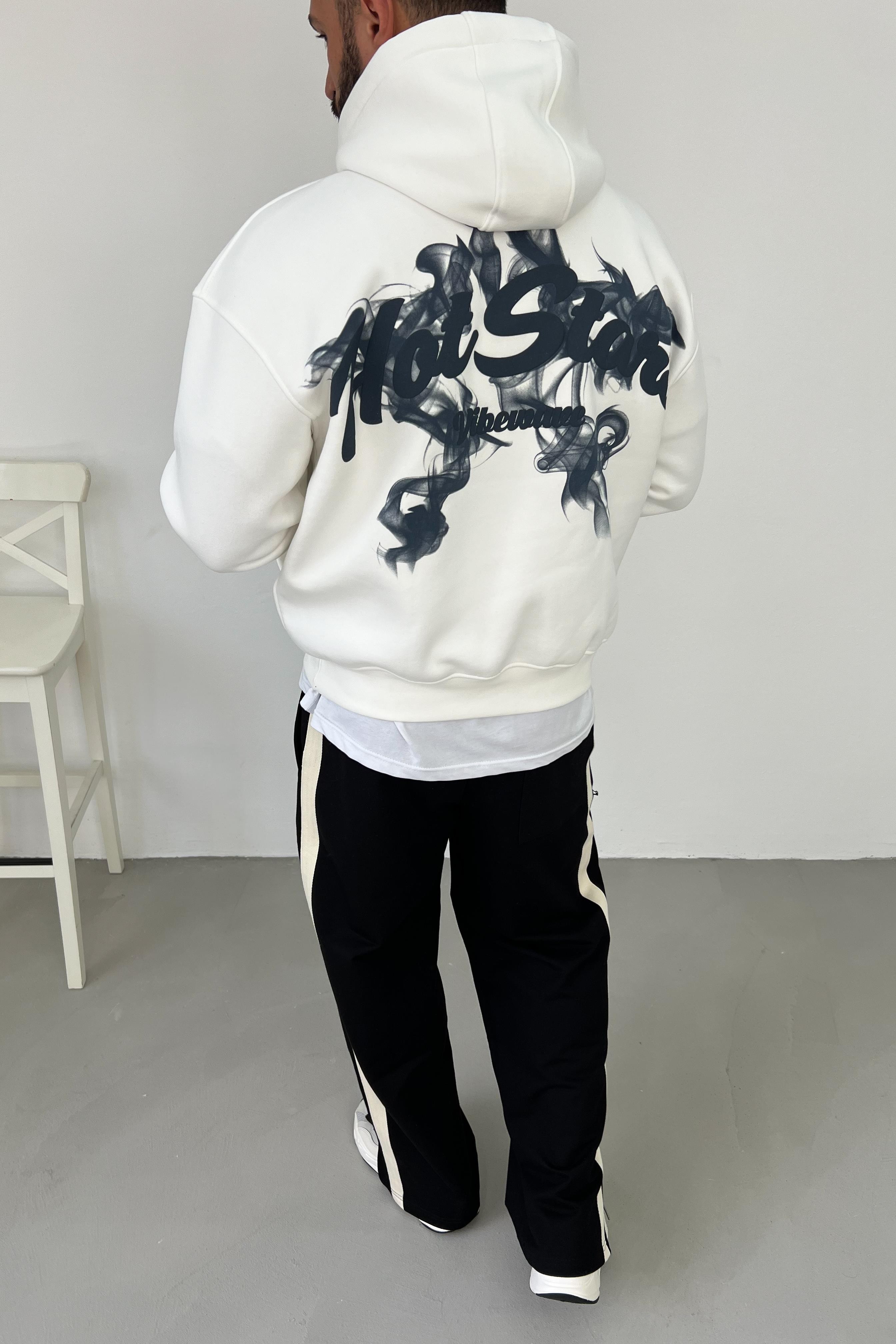 Hot Stars Baskılı Oversize Beyaz Sweatshirt 212