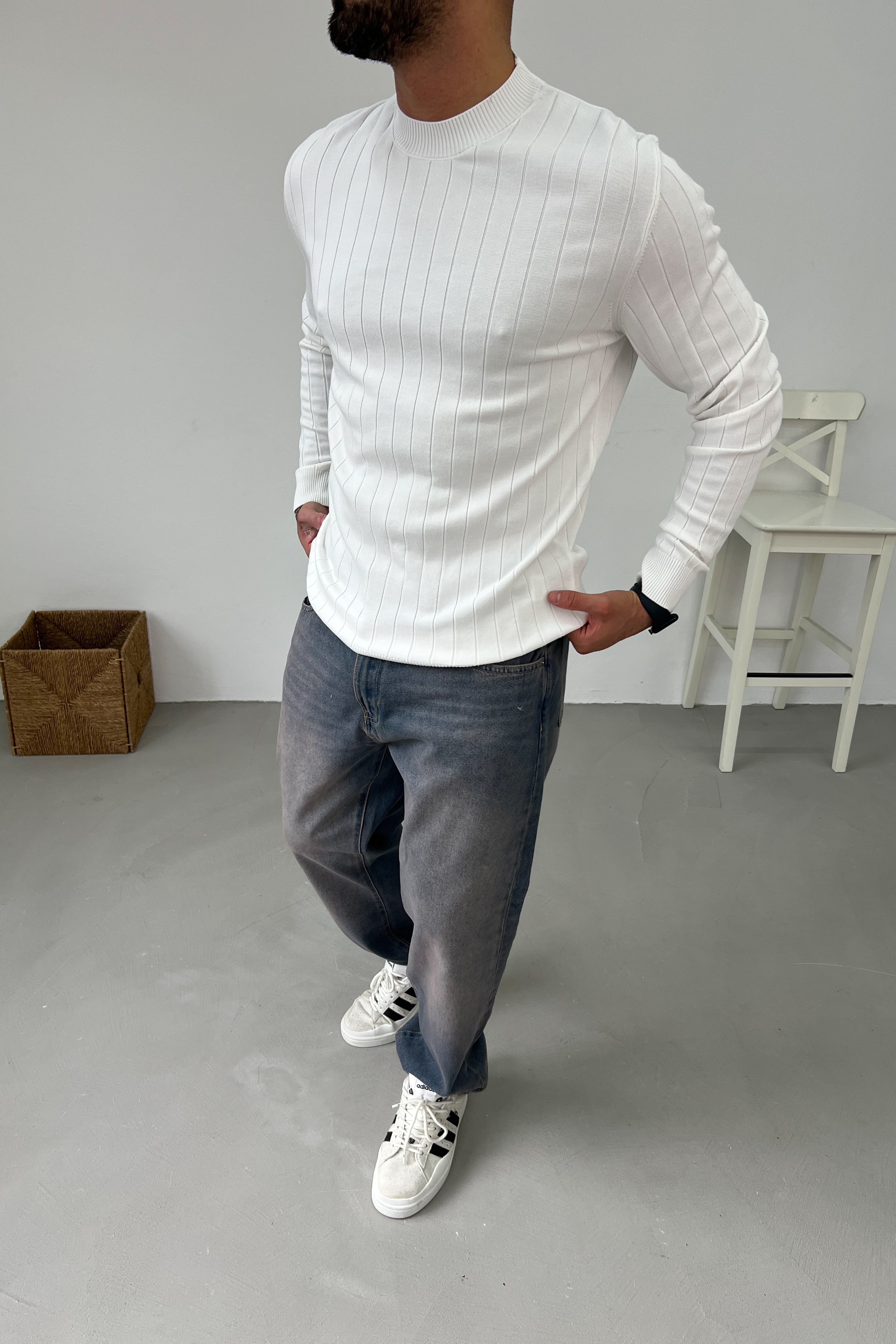 Fitilli Bisiklet Yaka Triko Kazak 3265