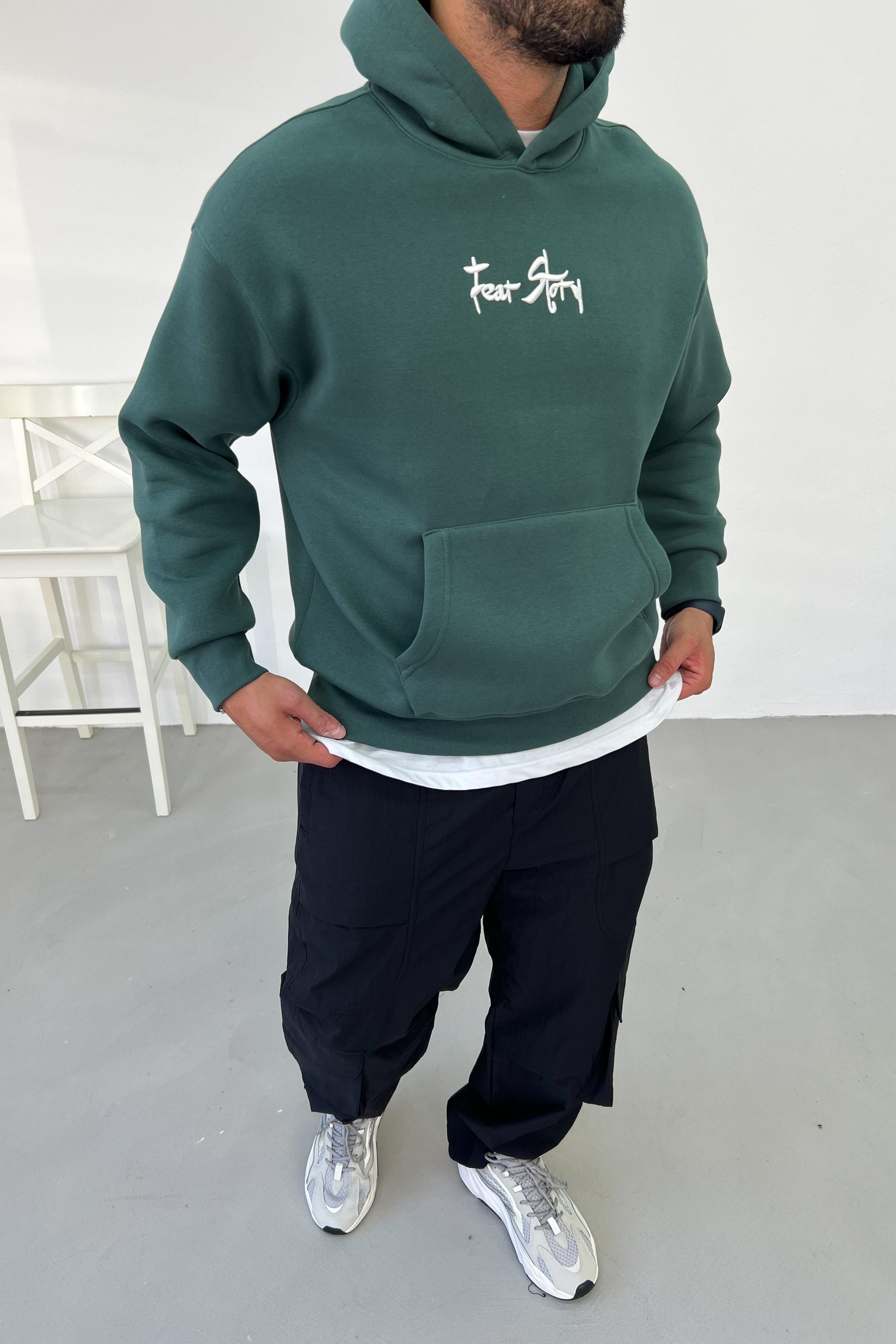 Cookie Monster Baskılı Oversize Yeşil Sweatshirt 1515