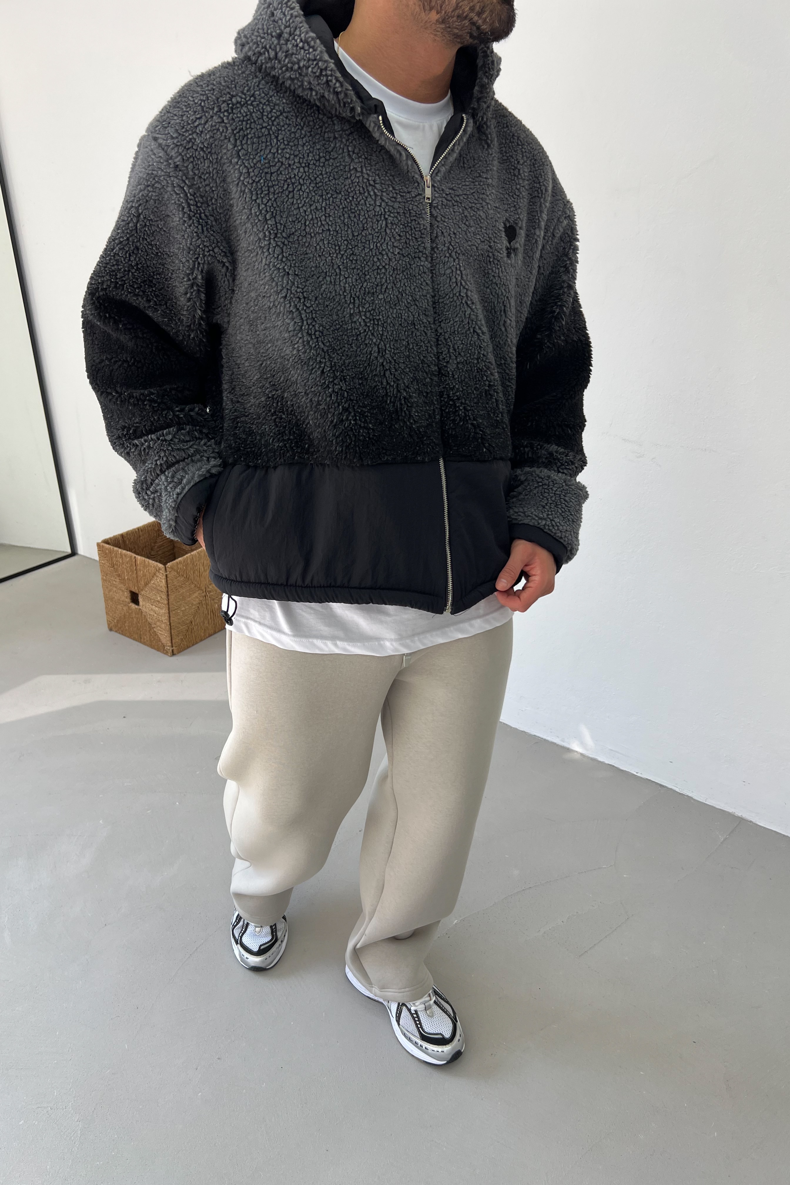 Degrade Garnili Oversize Peluş Ceket 7064