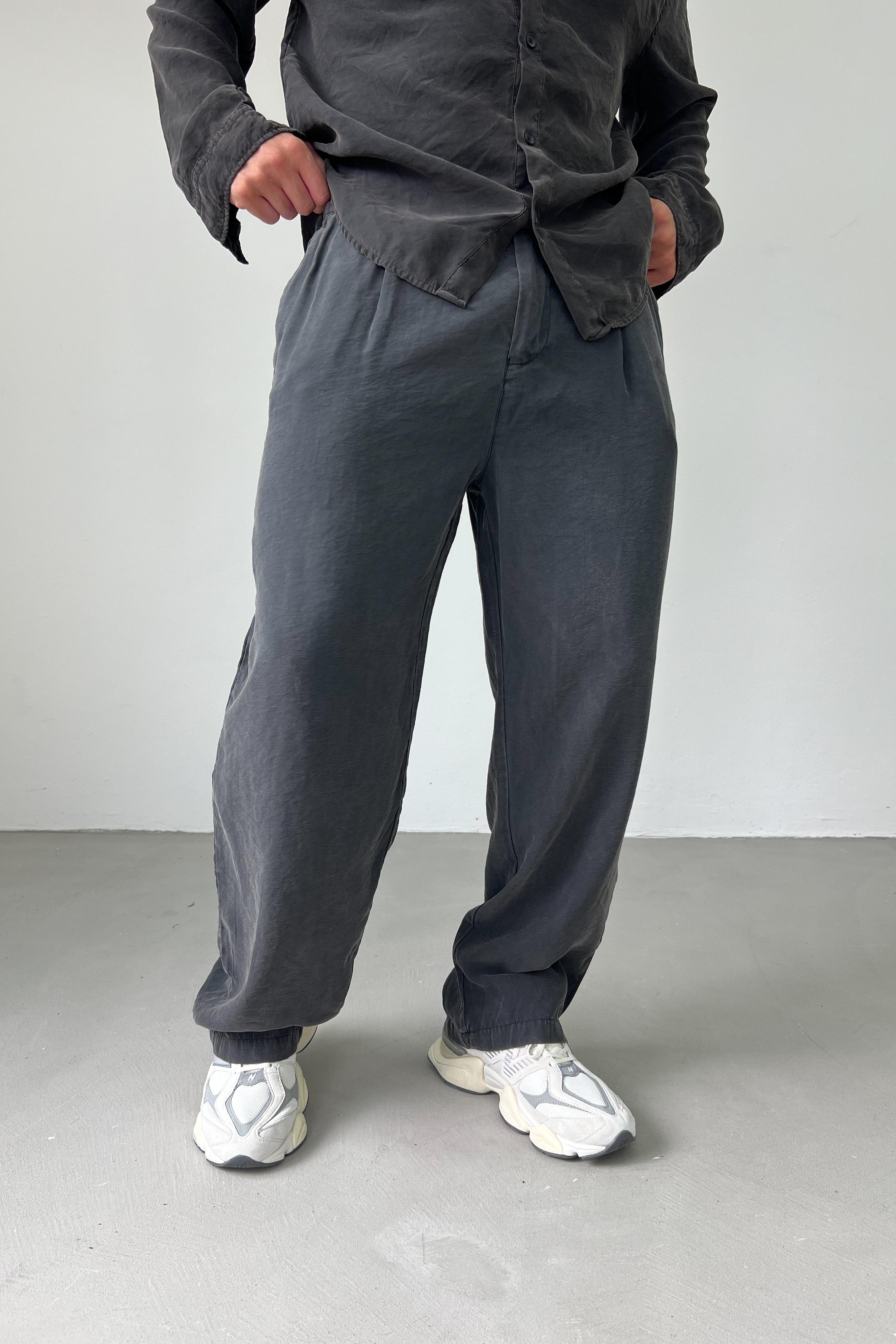 Modal Yıkamalı Baggy Pantolon 1171 - Siyah