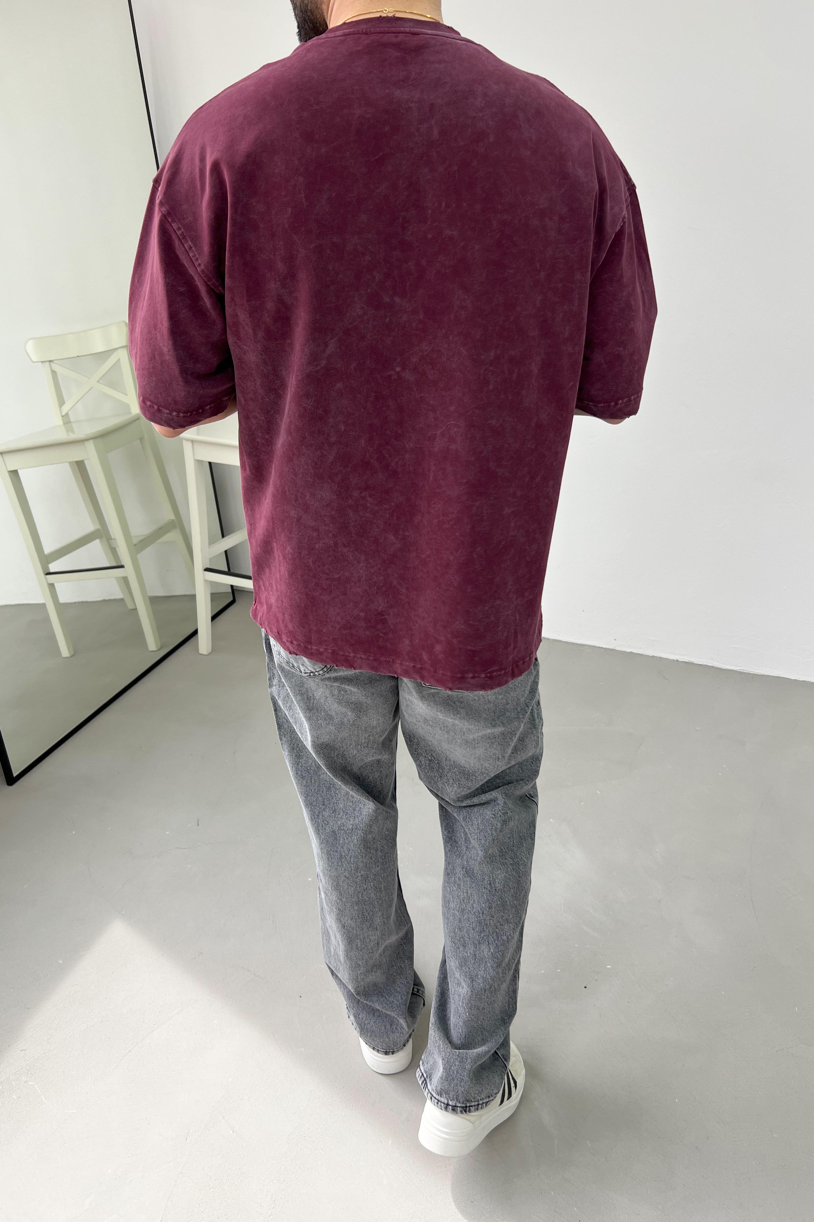 1975 Nakışlı Yıkamalı Oversize Tshirt 71-54