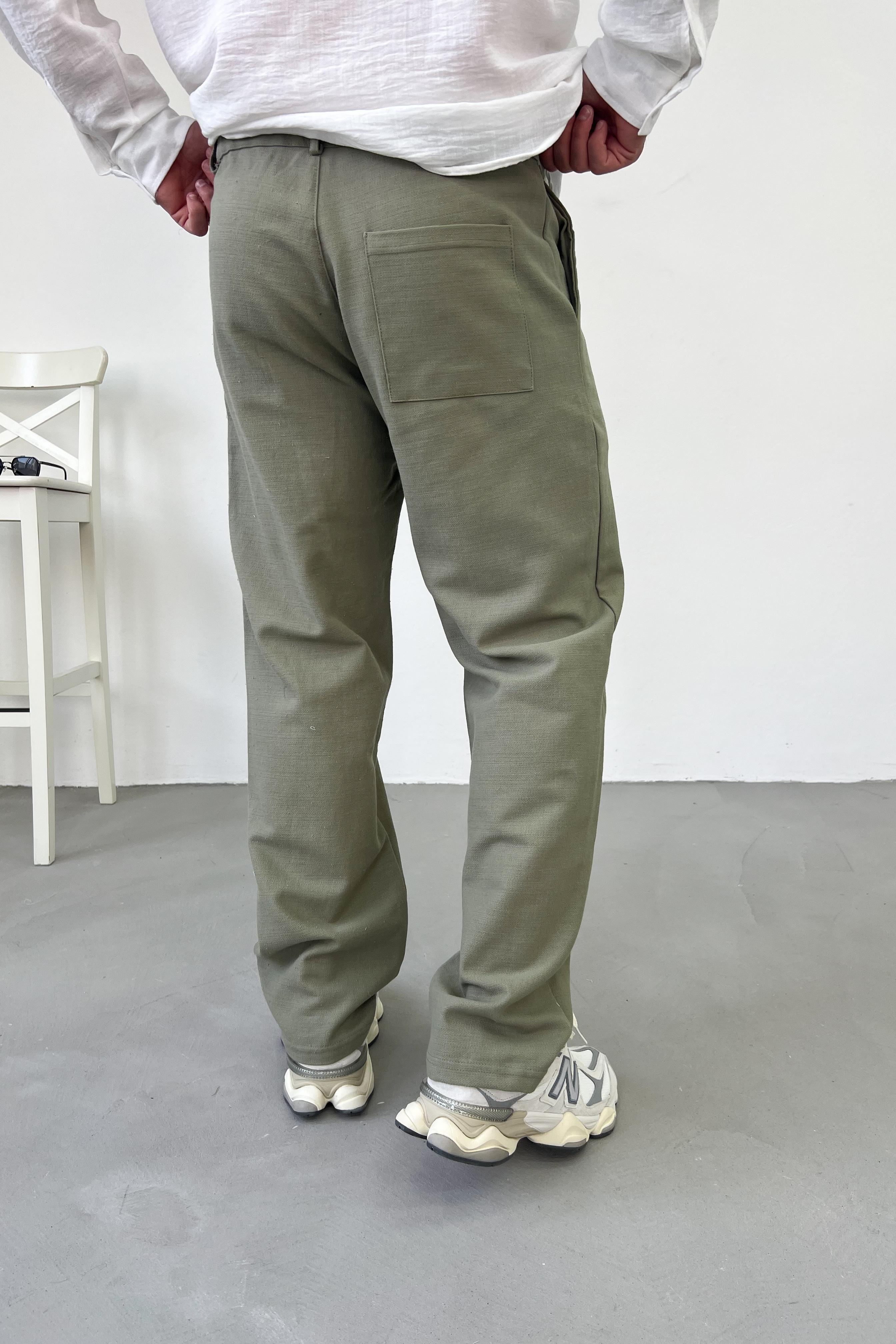 Pileli Keten Baggy Pantolon 0011