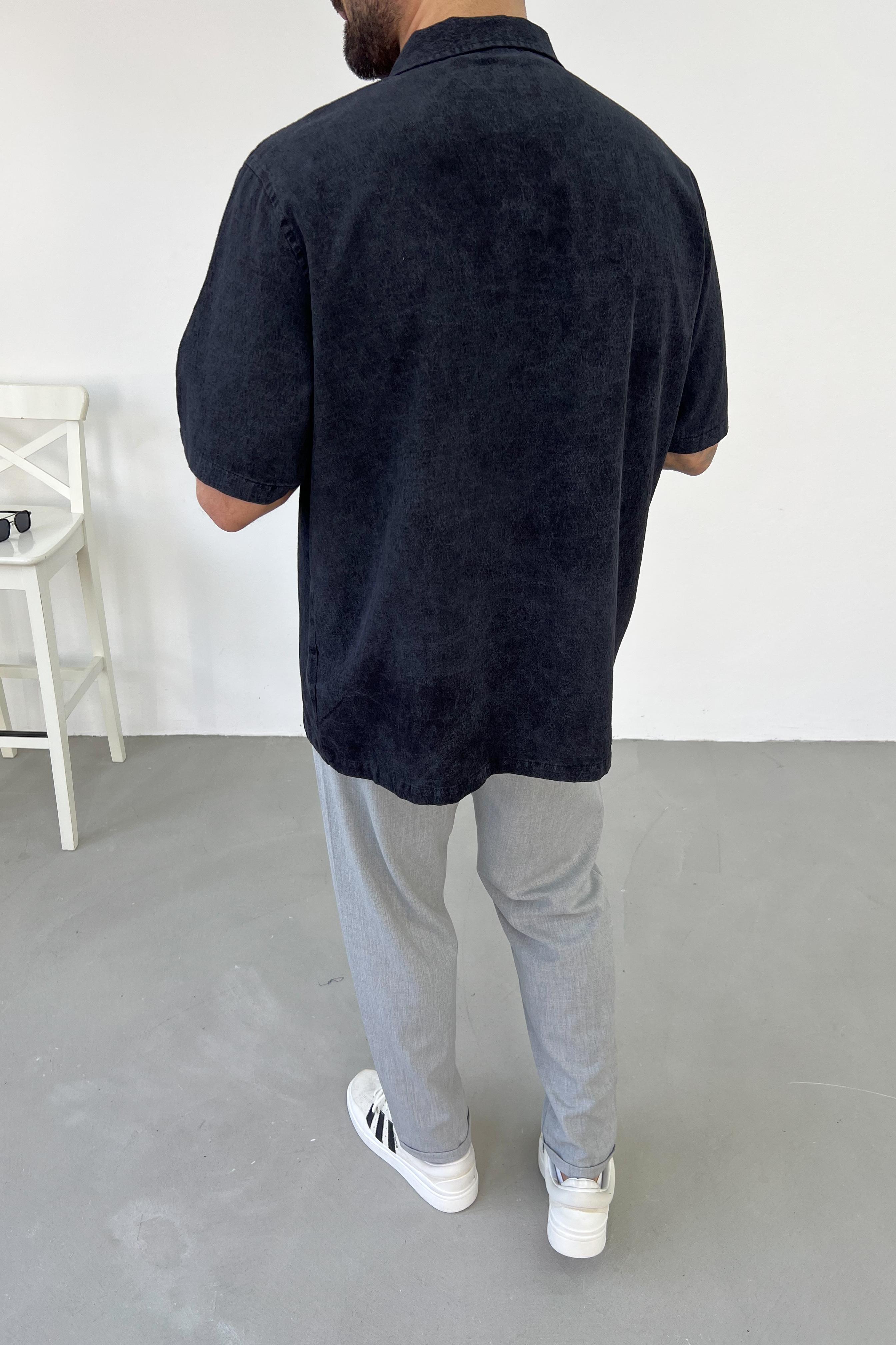 Oversize Basic Keten Gömlek 40-15