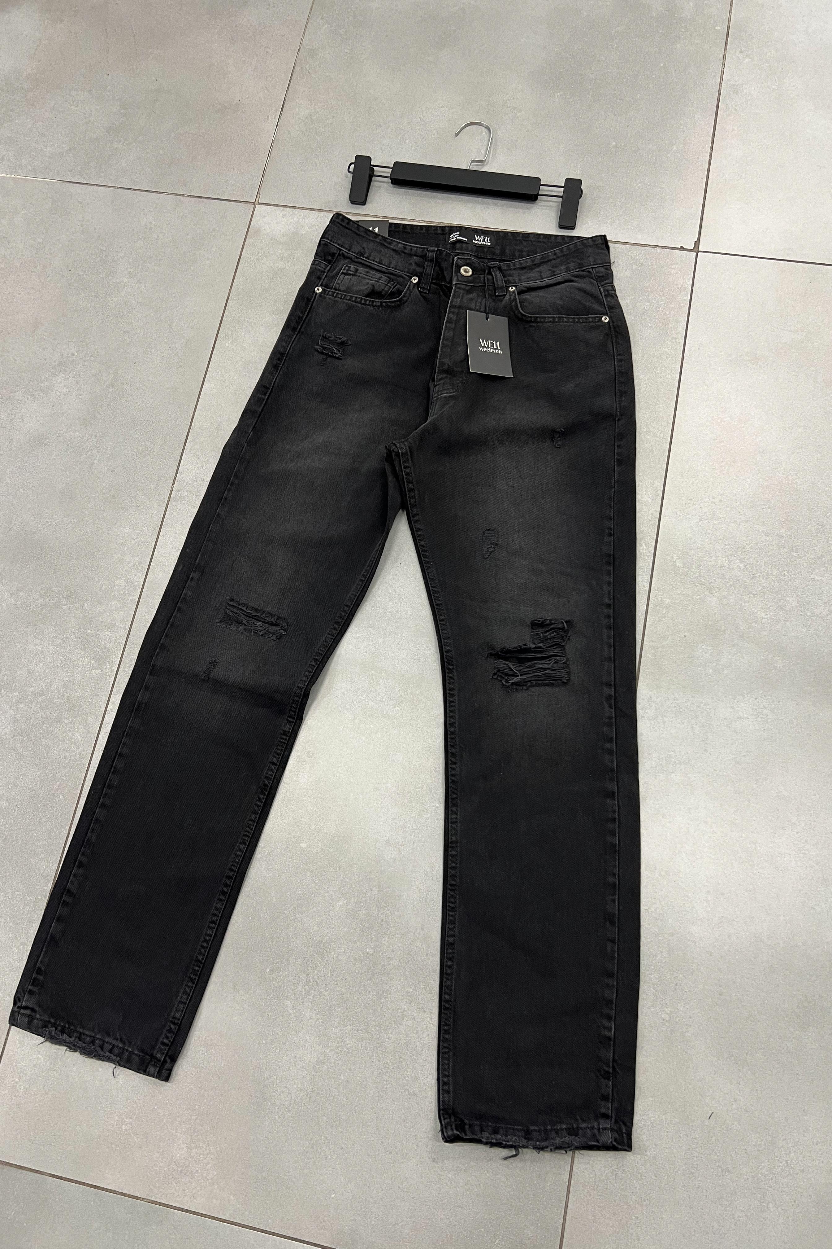 Yırtık Detaylı Taşlamalı Füme Baggy Pantolon 2182