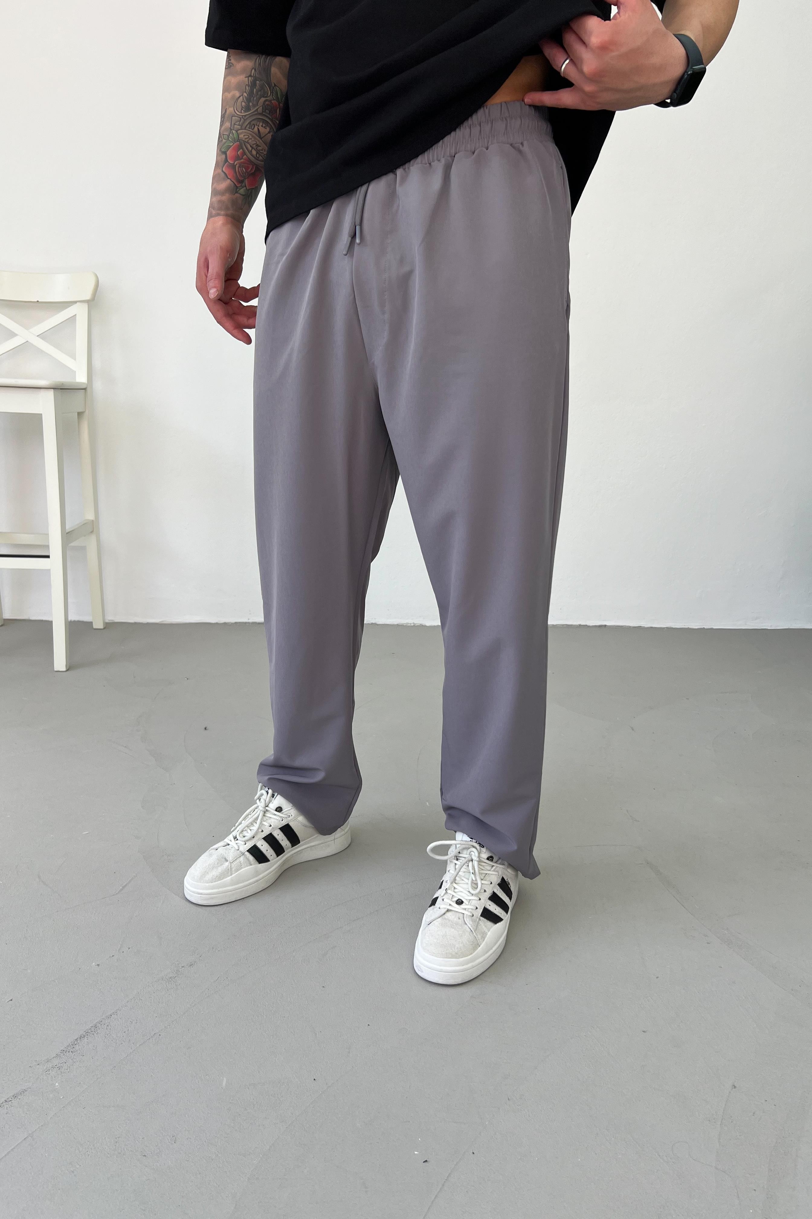 Paraşüt Kumaş Koyu Gri Baggy Eşofman 1530