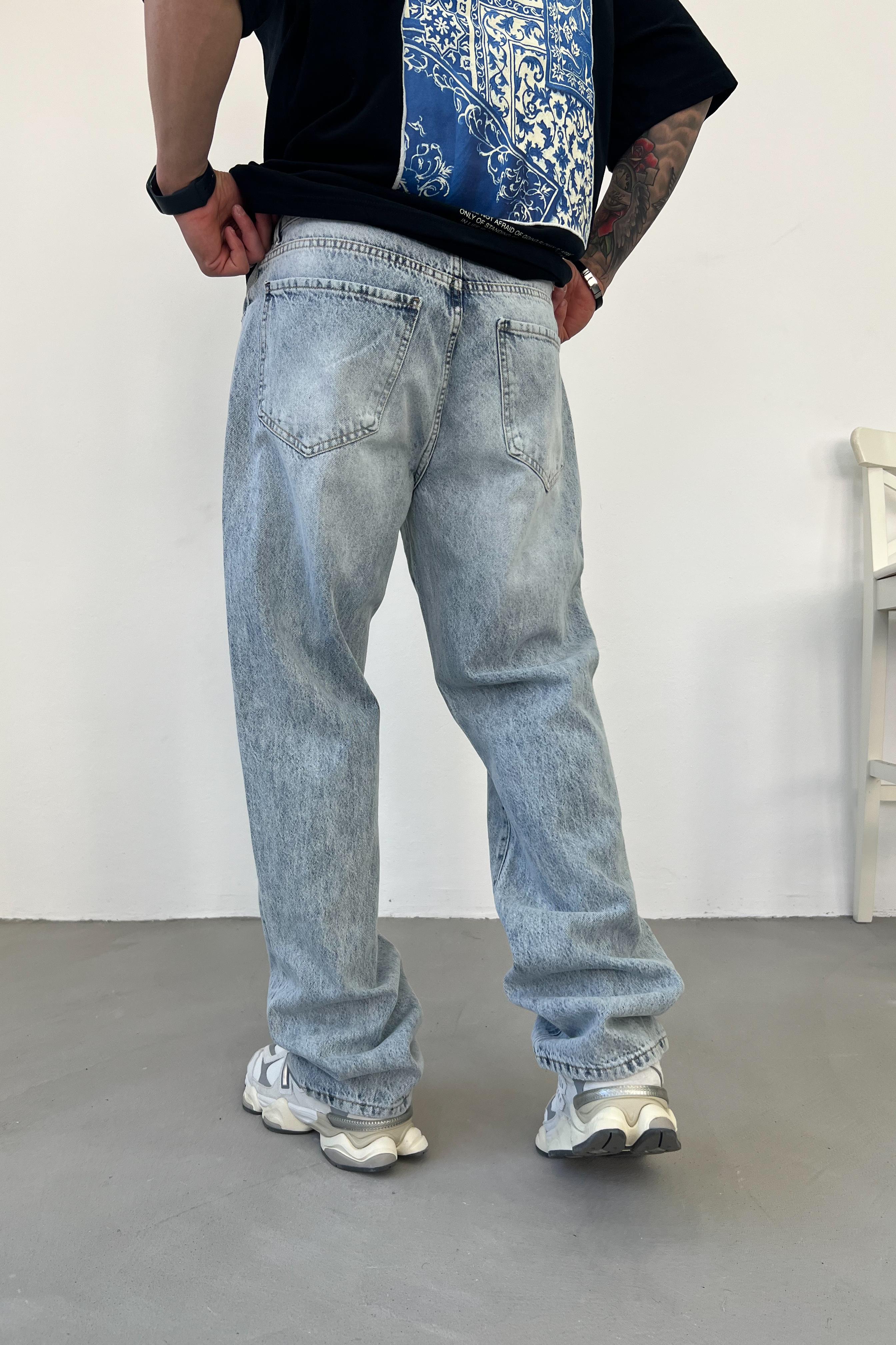 Buz Mavi Baggy Pantolon 16716-STD