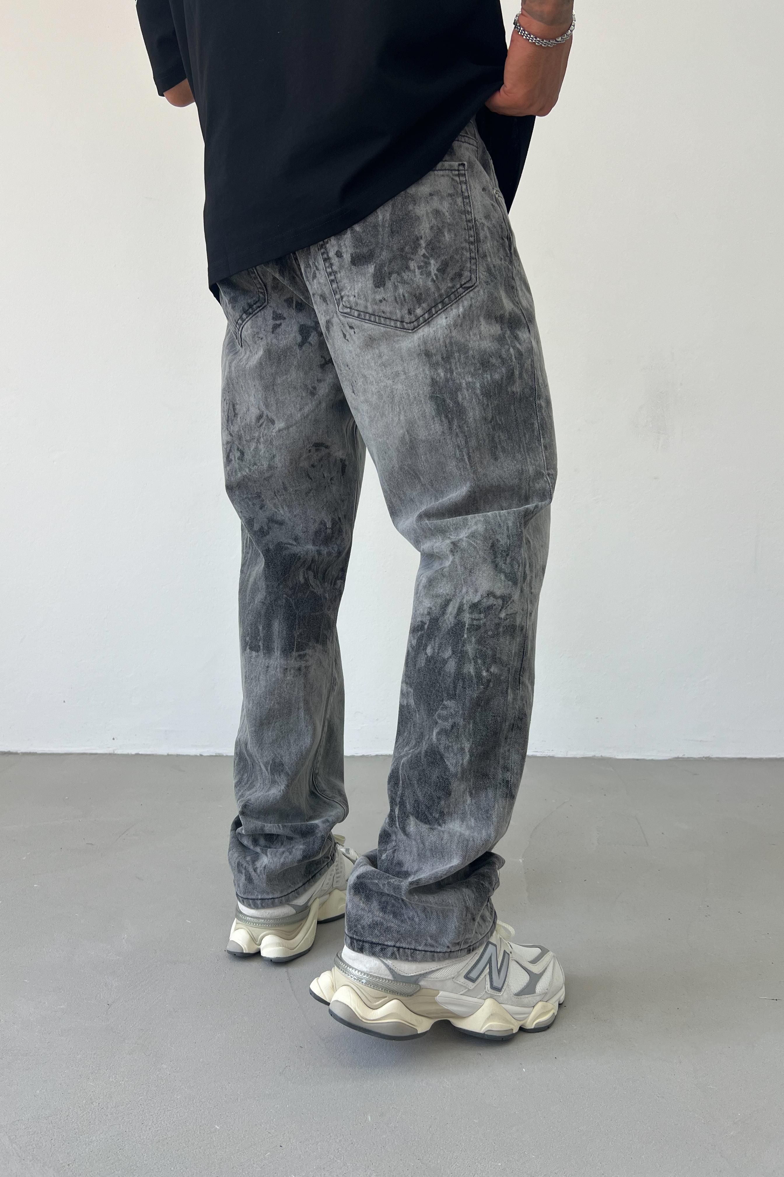 Batik Yıkamalı Gri Baggy Pantolon 16671-STD
