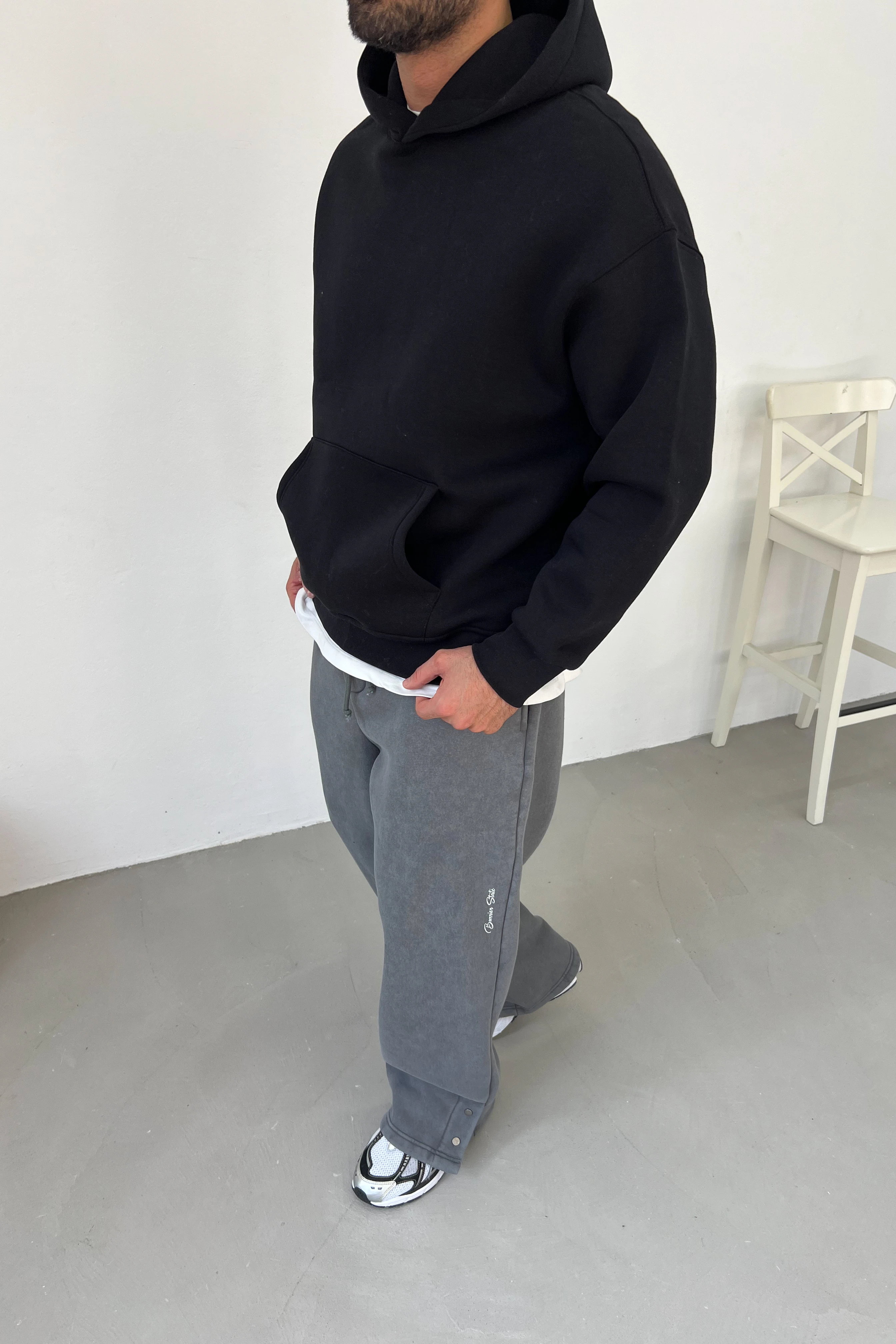 Kapüşonlu Oversize Basic Sweatshirt 7005