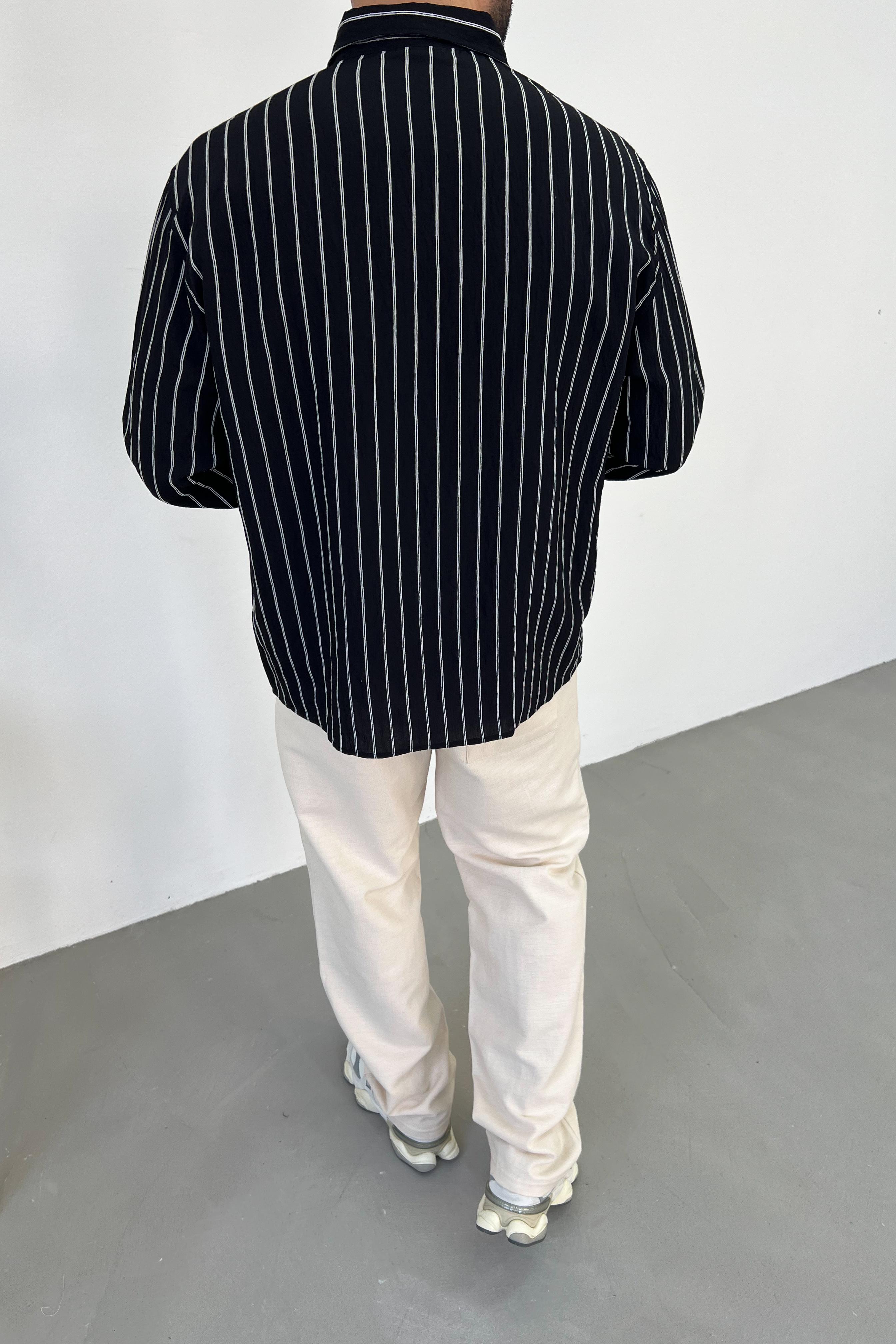 Oversize Çizgili Gömlek 1193