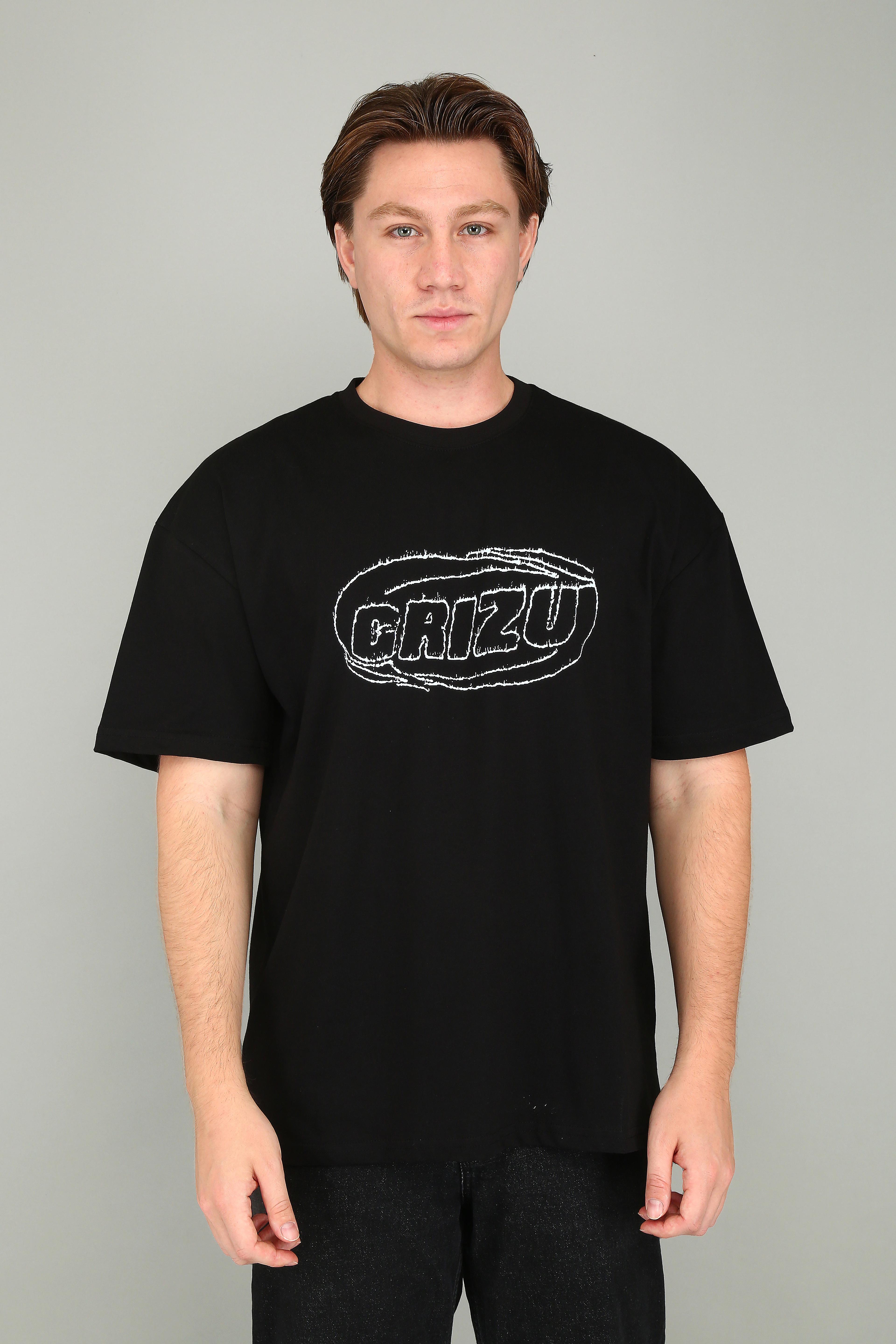 Grizu “Cracked Logo” Oversize Siyah Tişört image