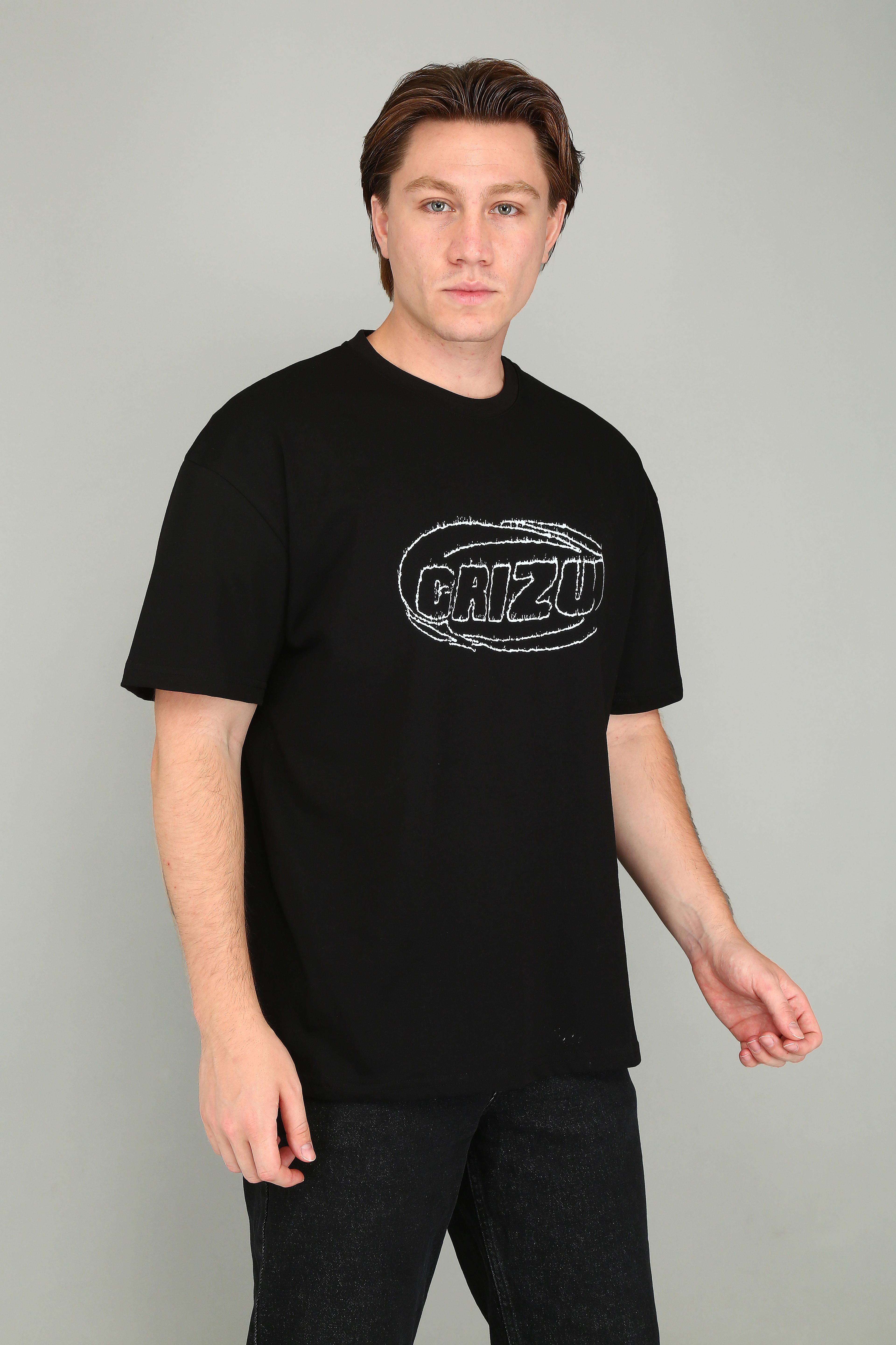 Grizu “Cracked Logo” Oversize Siyah Tişört