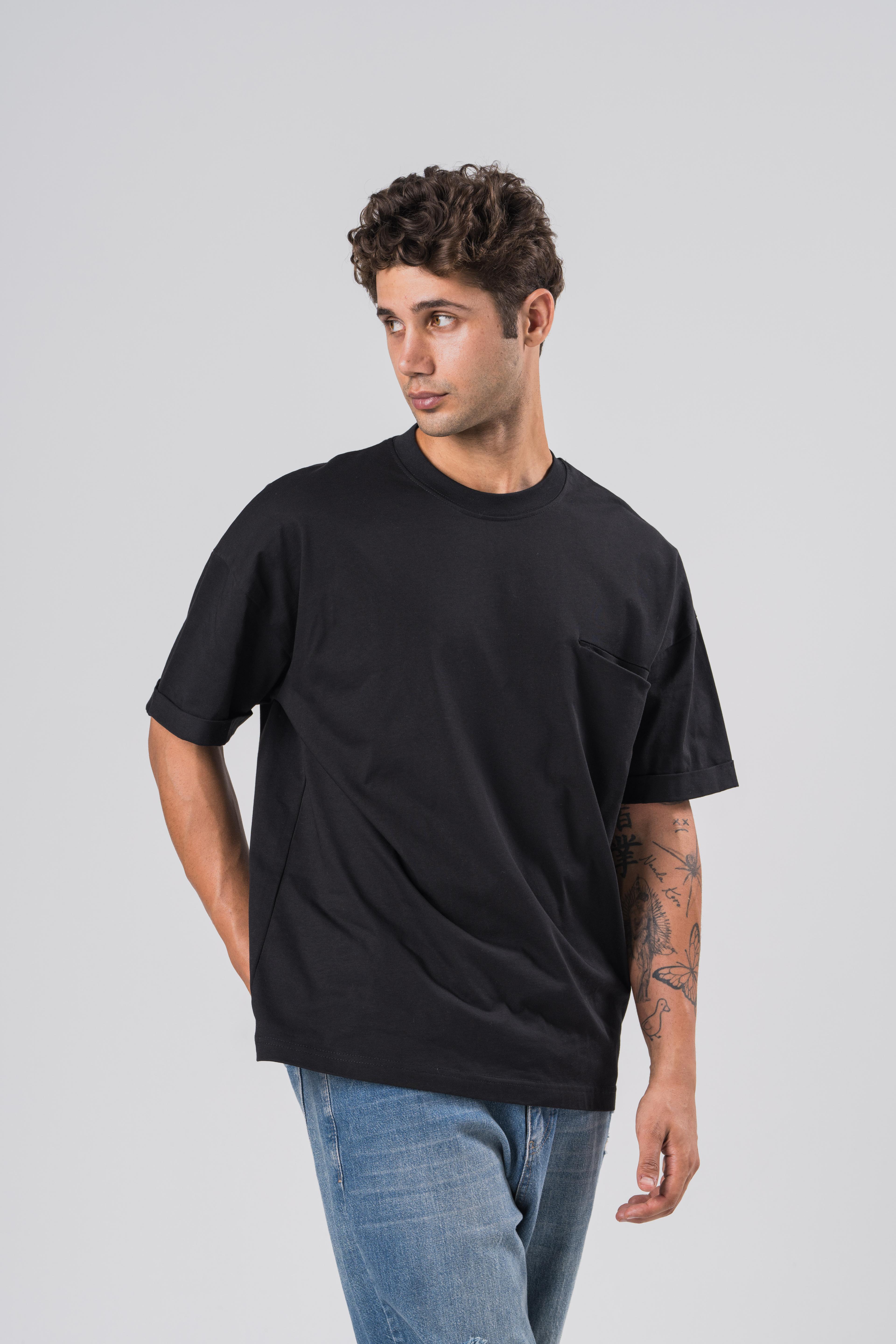 Oversize O Yaka Gizli Cepli T-shirt