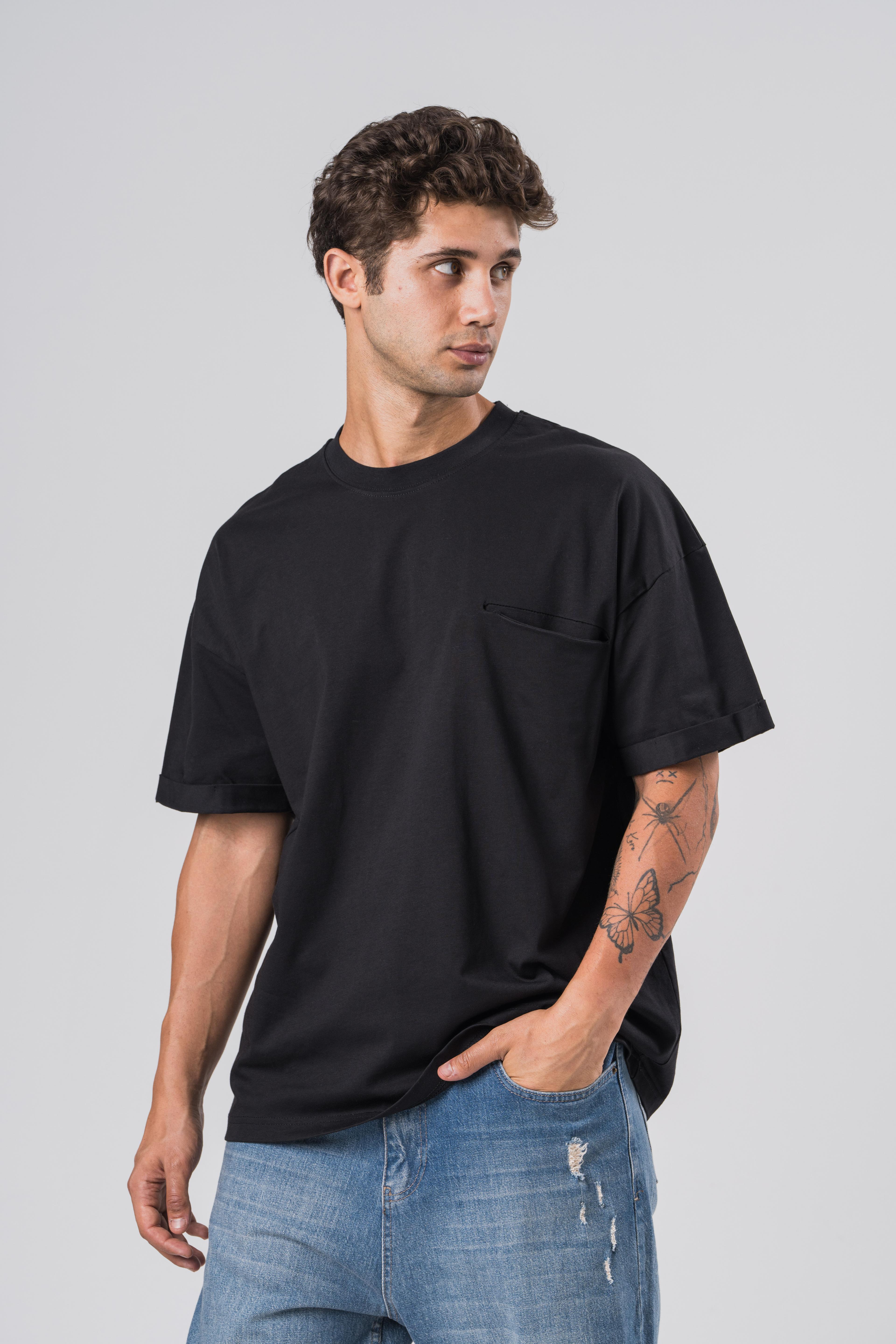 Oversize O Yaka Gizli Cepli T-shirt