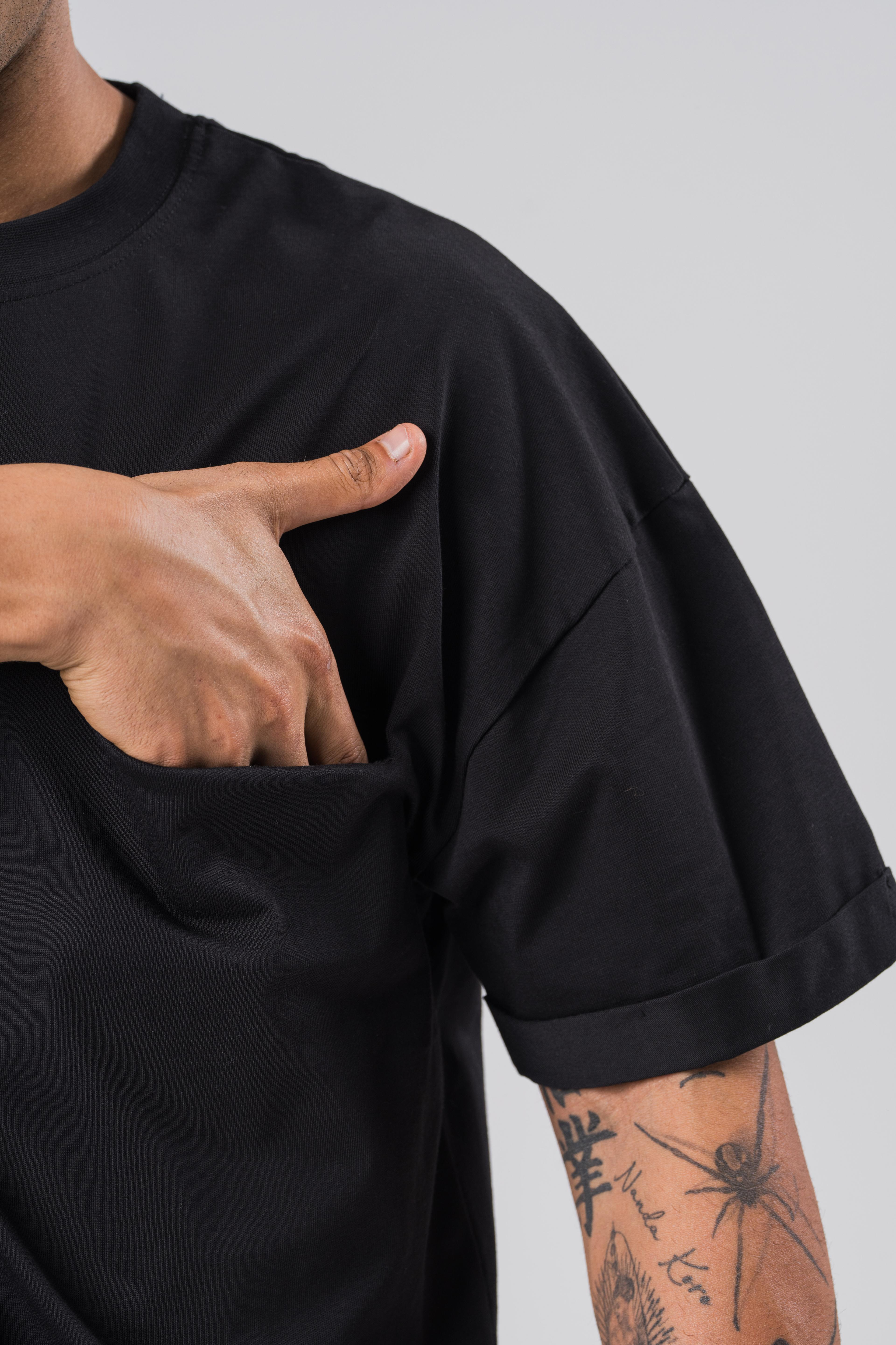 Oversize O Yaka Gizli Cepli T-shirt