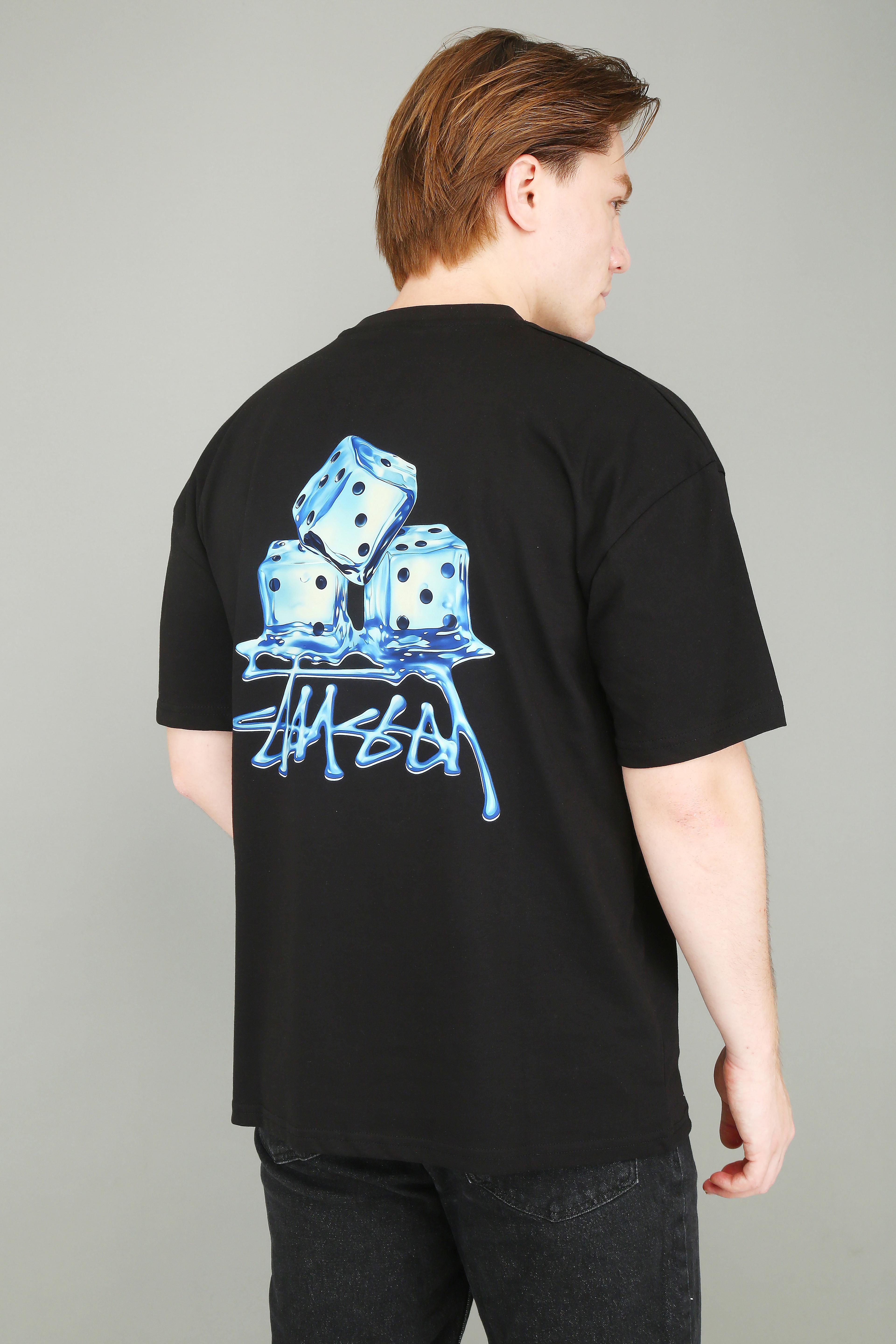  Zar Baskılı Oversize Siyah T-Shirt