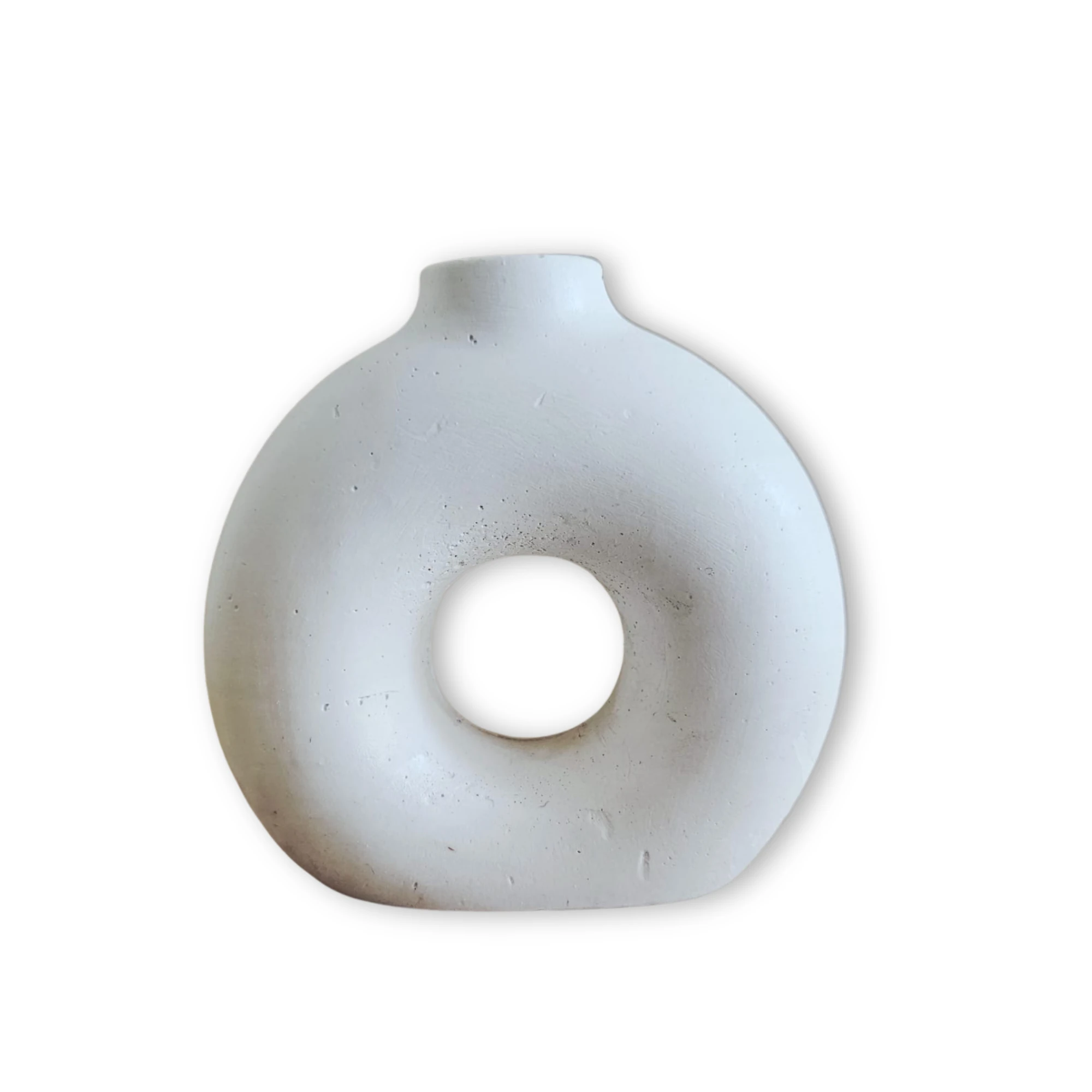 Utaylife El Yapımı Modern İskandinav Beton Donut Vazo Bohem & Minimalist Stil Pampas Uyumlu 2'li Set