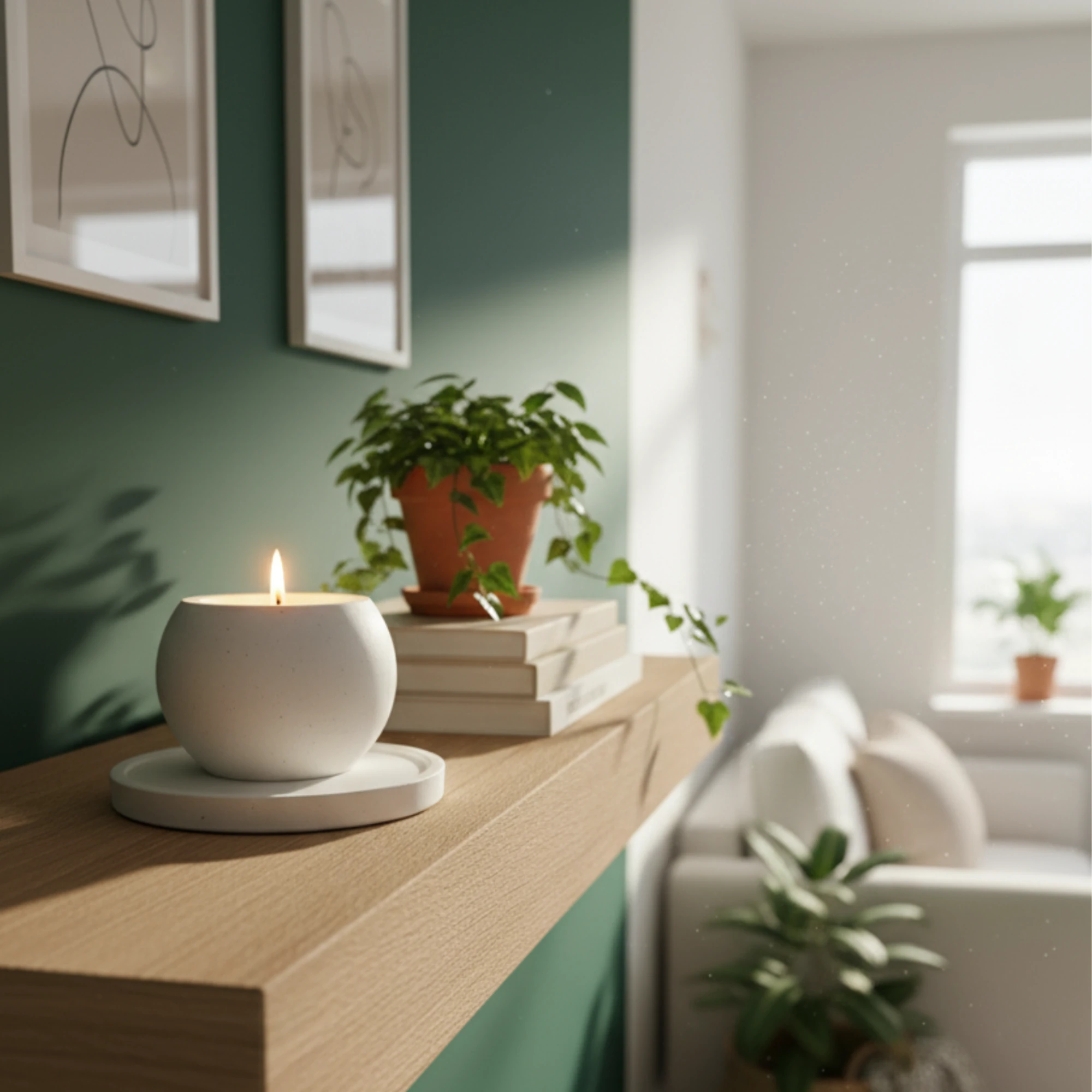 Utaylife El Yapımı Dekoratif Mumluk ve Altlık Seti, Şık ve Zarif Tasarım - Beyaz