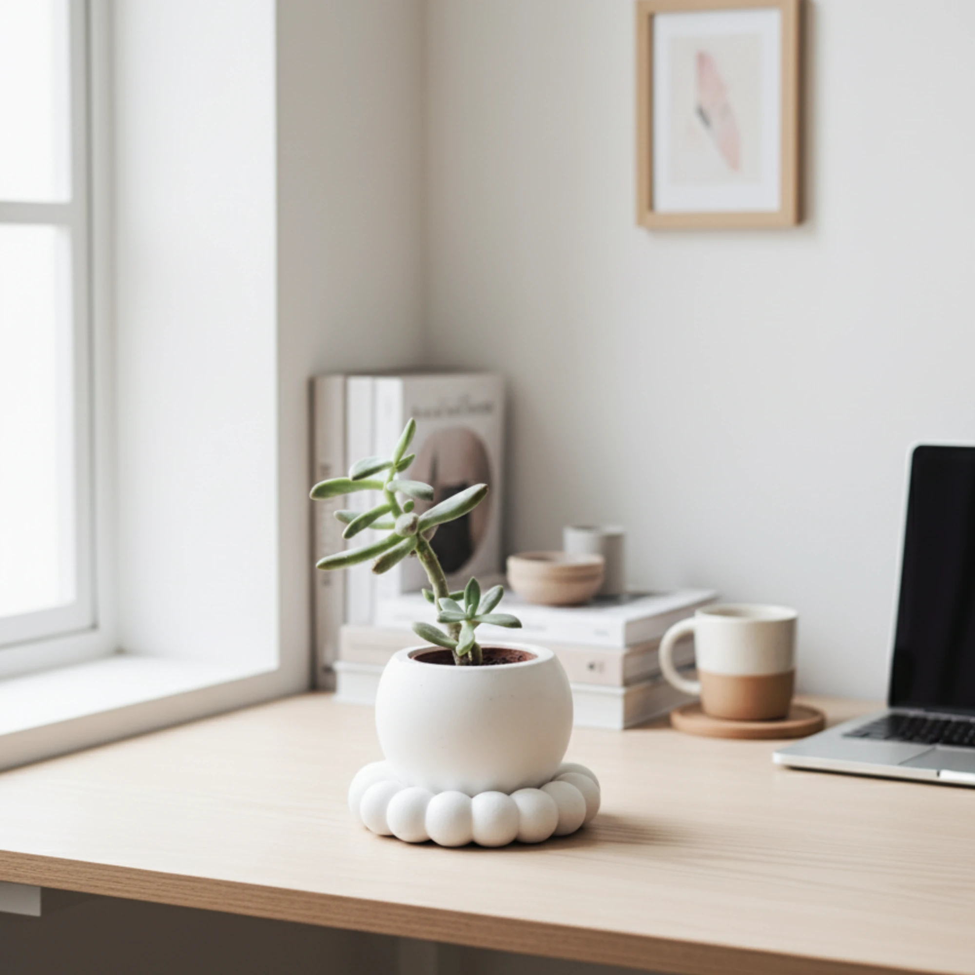 Utaylife El Yapımı Beton Küre Vazo ve Baloncuk Tepsisi Seti, Modern Ev Dekorasyonu