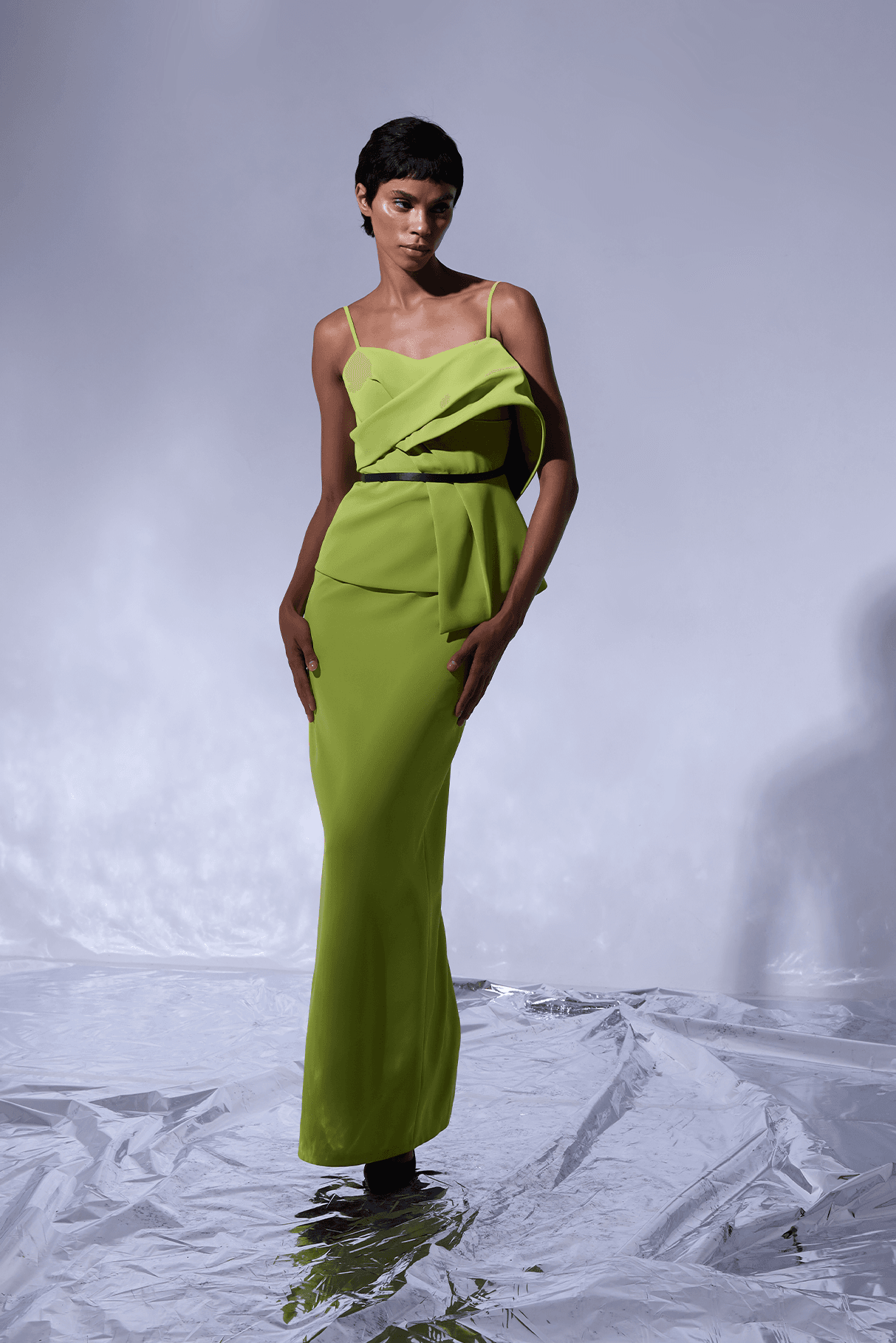 BELEN, Fitted Evening Dress with Design Detail