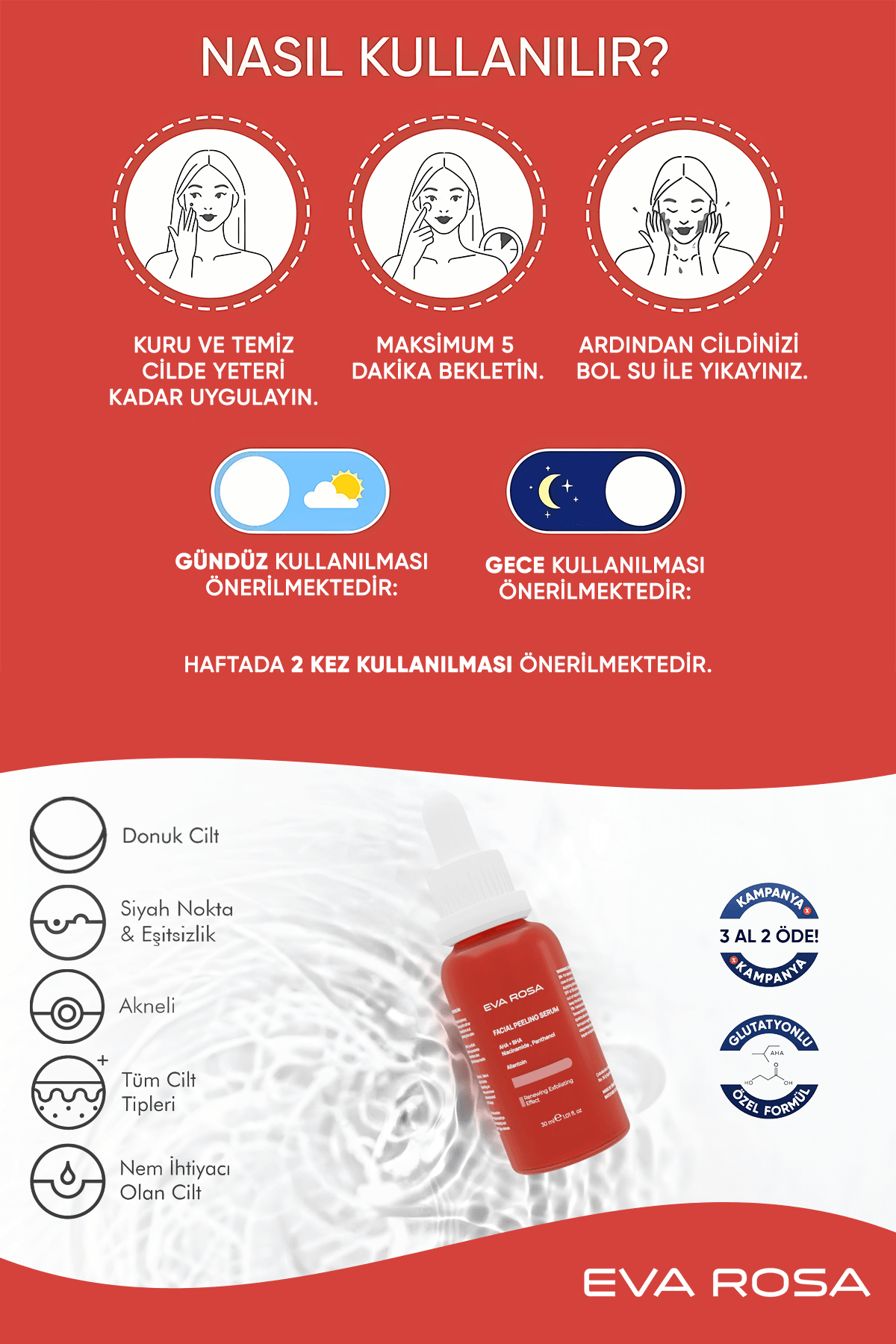 Aha & Bha Canlandırıcı & Cilt Tonu Eşitleyici Kırmızı Peeling Cilt Serumu 30 Ml