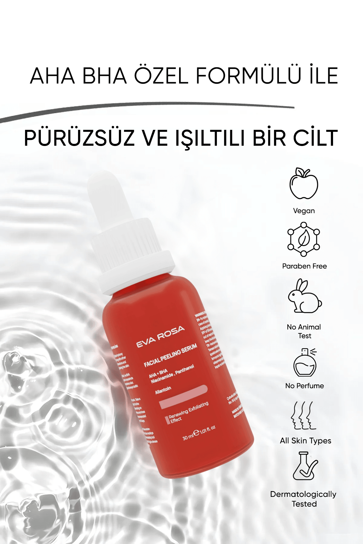 Aha & Bha Canlandırıcı & Cilt Tonu Eşitleyici Kırmızı Peeling Cilt Serumu 30 Ml