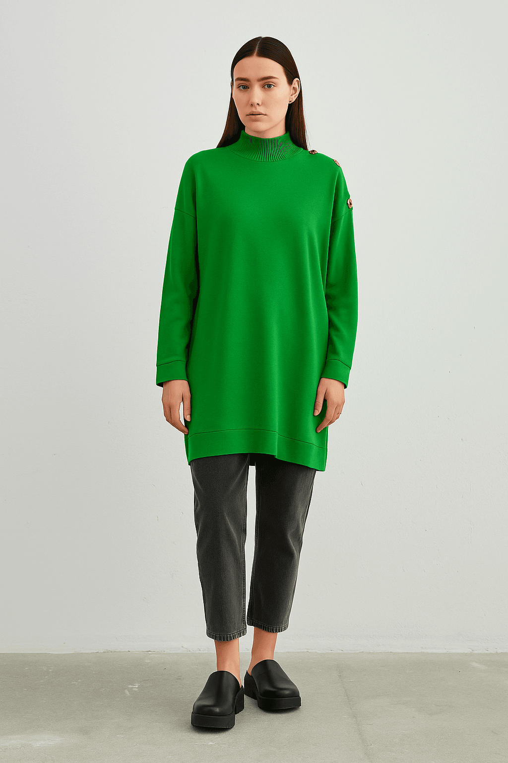 MRW704-OMUZU DUGMELI TUNIK - BENETTON image