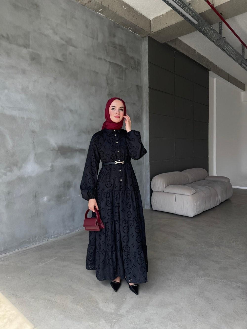 MRW1438-LADY BRODE ELBİSE - SIYAH image