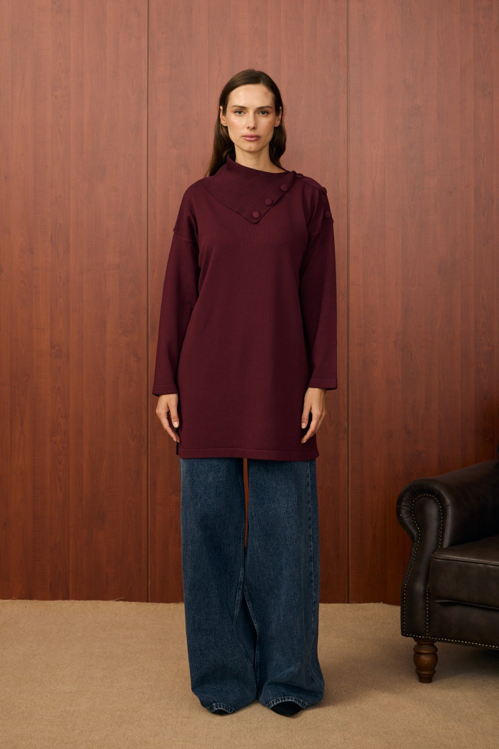 MRW1558-YAKA VEREV TUNİK - BORDO image