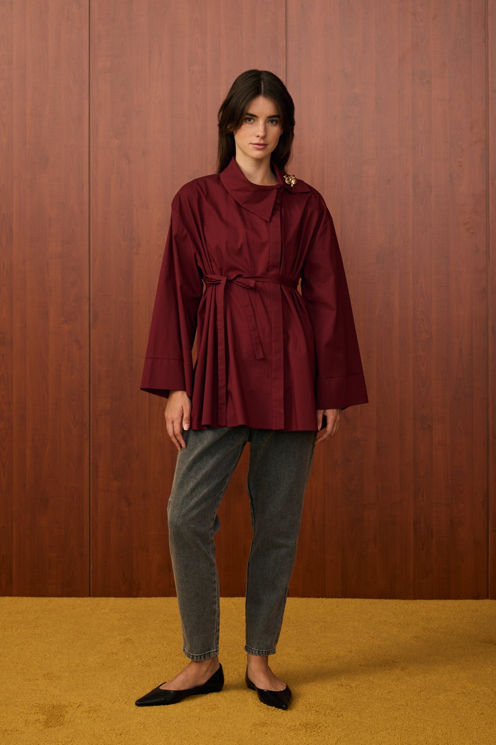 MRW1533-MADRİN ŞIK GÖMLEK - BORDO image