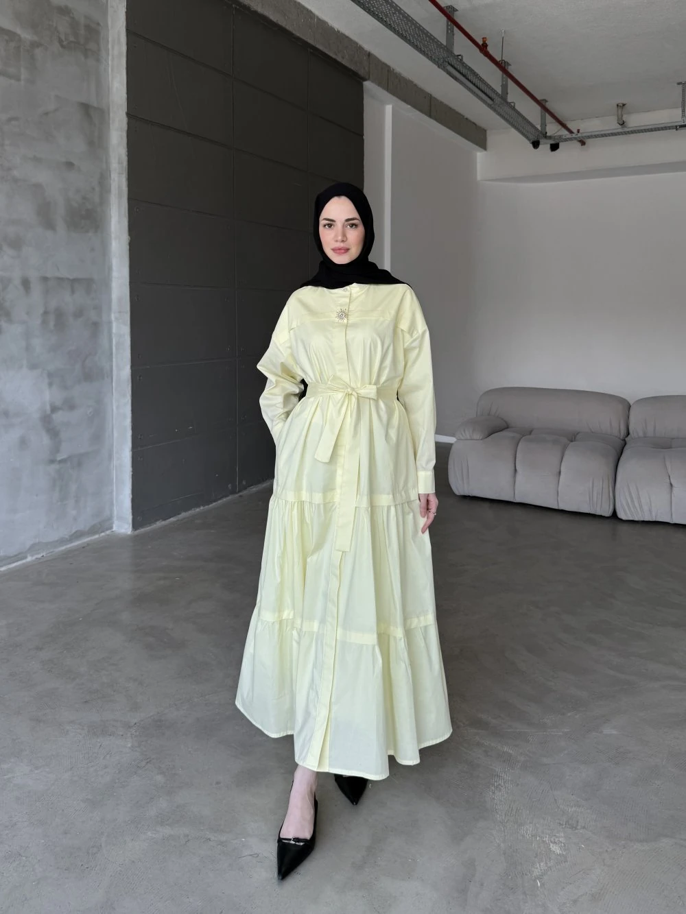 MRW1445-SUN ELBİSE - SARI image