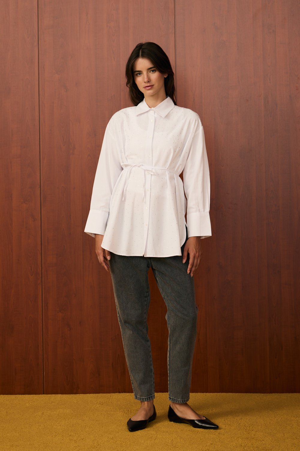 MRW1580-SHİNE KISA GÖMLEK - BEYAZ image