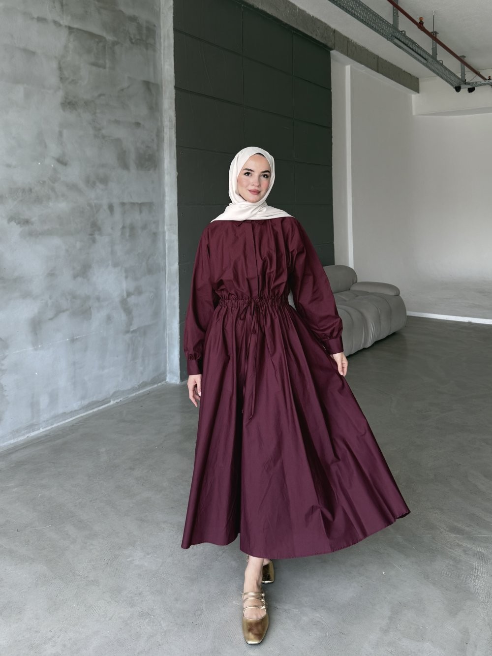 MRW1444-LOLLY ELBİSE - BORDO image