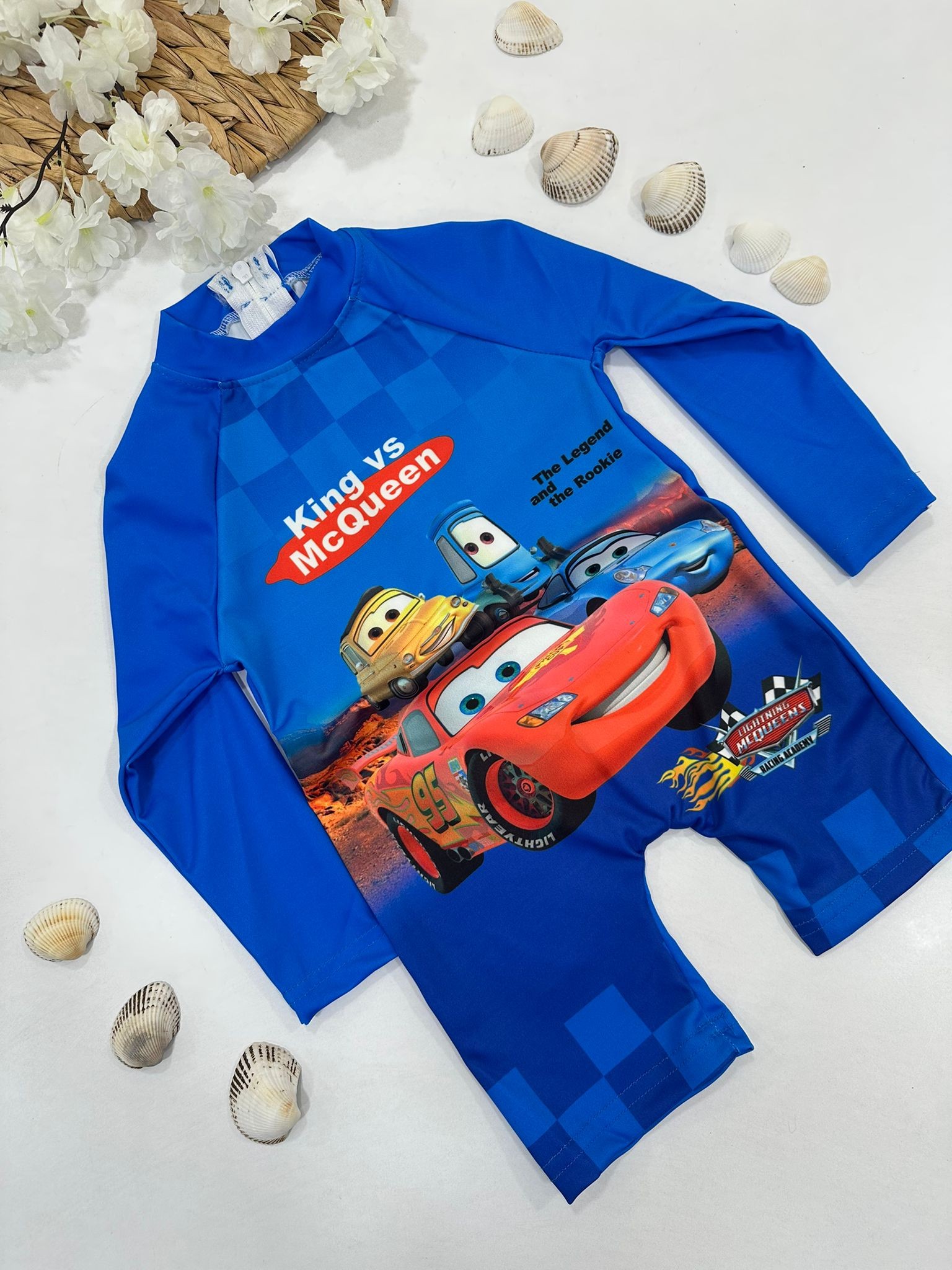  Şimşek McQueen Desenli Uzun Kollu Mayo Tulum