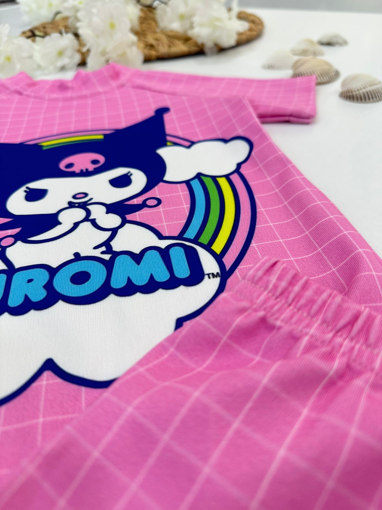 Pembe Kuromi Desenli Kız Çocuk Mayo Takımı