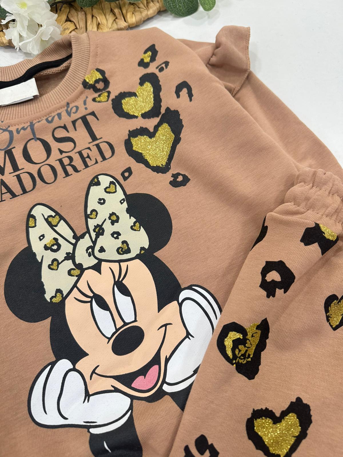 KIZ ÇOCUK FIRFIRLI MINNIE BASKILI EŞOFMAN TAKIMI