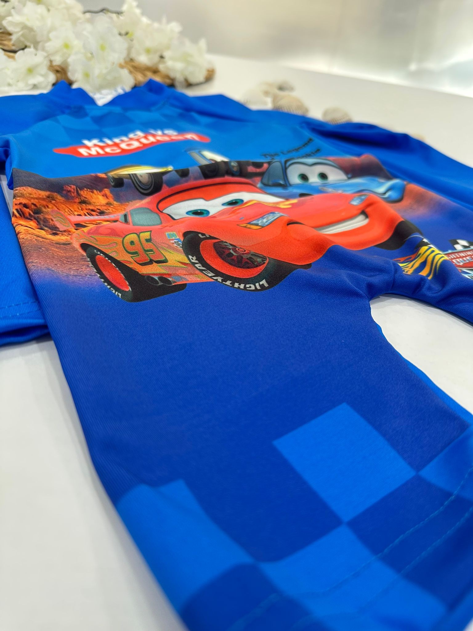  Şimşek McQueen Desenli Uzun Kollu Mayo Tulum