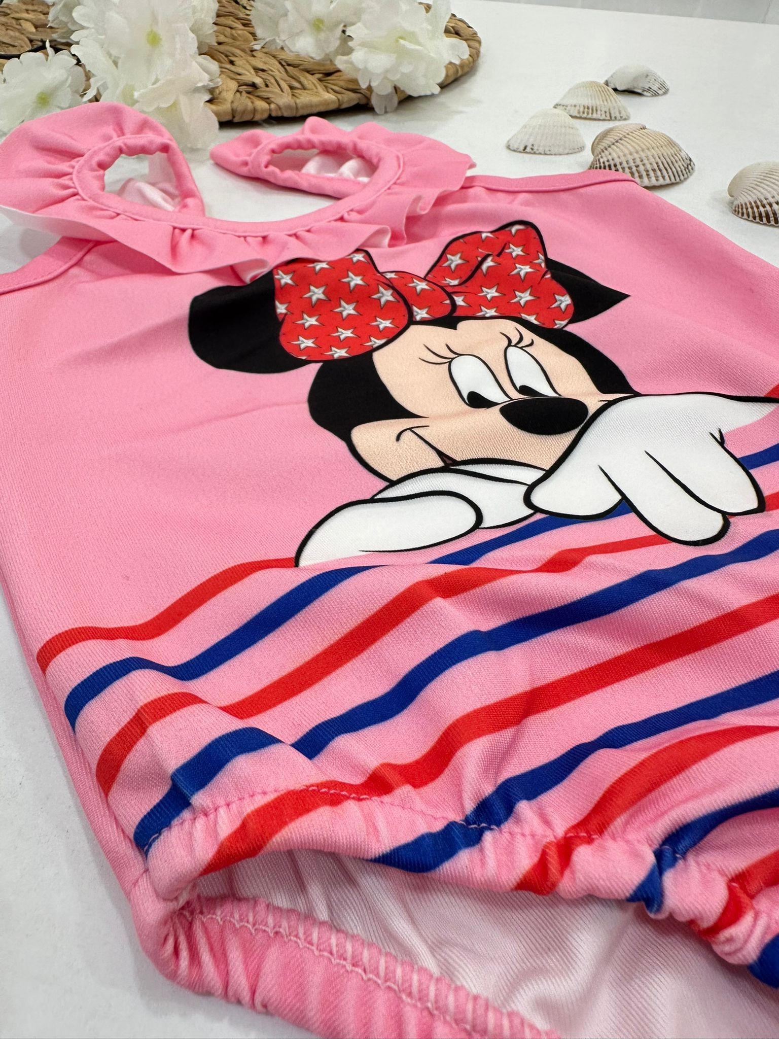 Minnie Mouse Askılı Fırfırlı Kız Çocuk Mayo