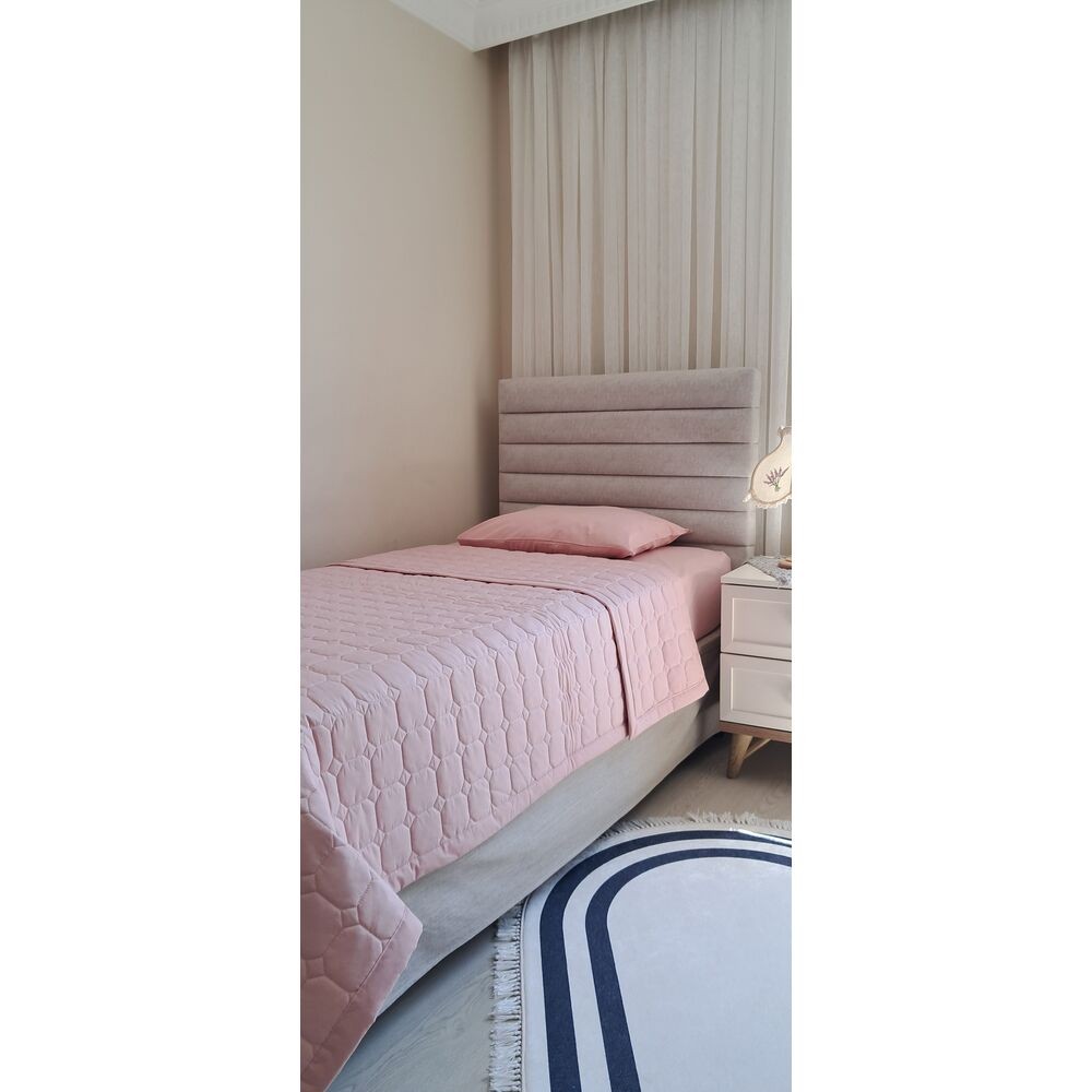 Pembe Tek Kişilik Kapitone Pike Takımı