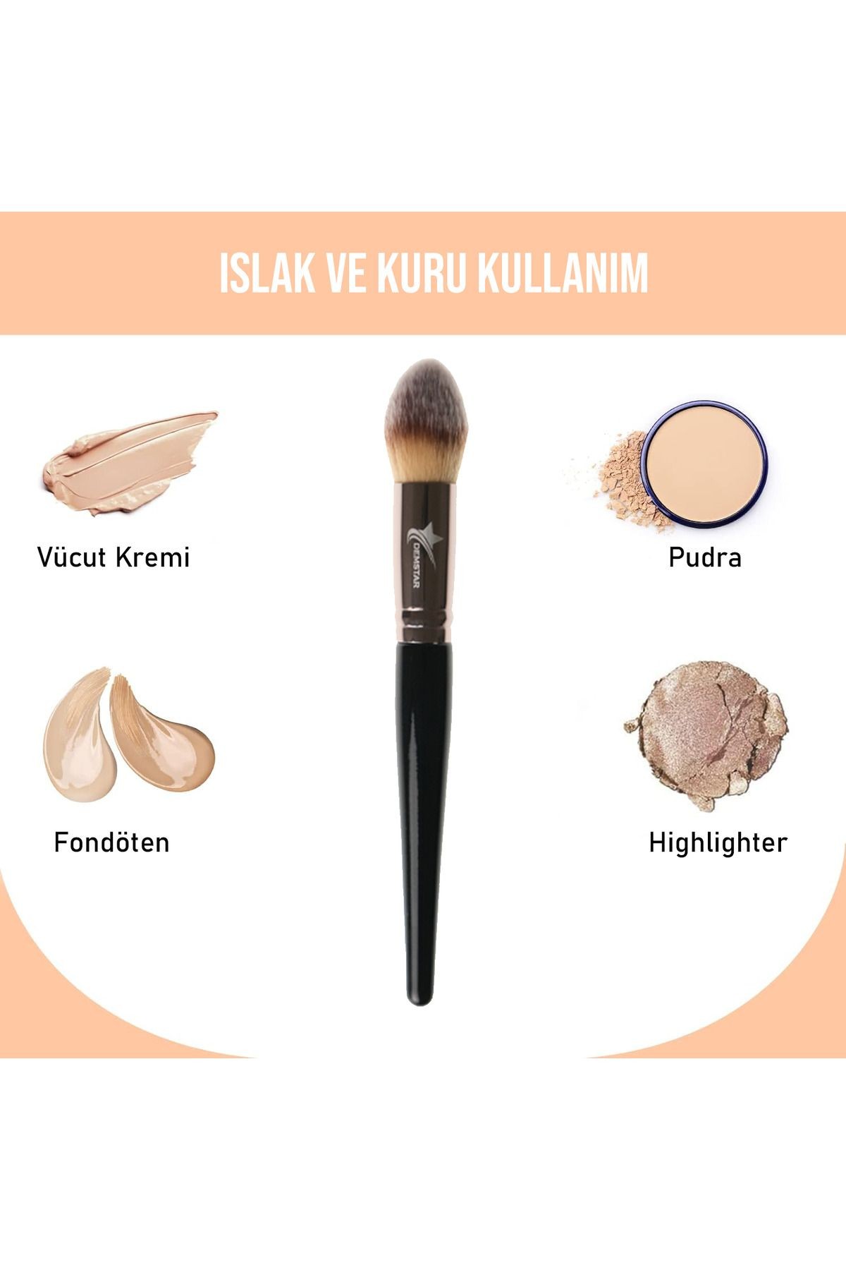 Professional Makeup Brush High End Serisi Dar Yapılı Allık Ve Pudra Makyaj Fırçası No:3
